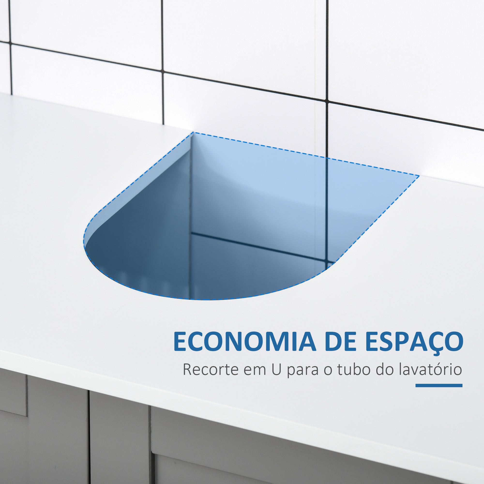 Móvel para Lavatório de Madeira Branco e Cinza 60x30x60cm