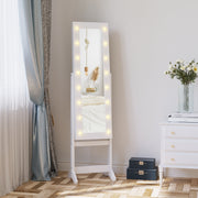 Joalheiro de Pé com Luzes LED e Espelho 36x30x136 cm - Branco