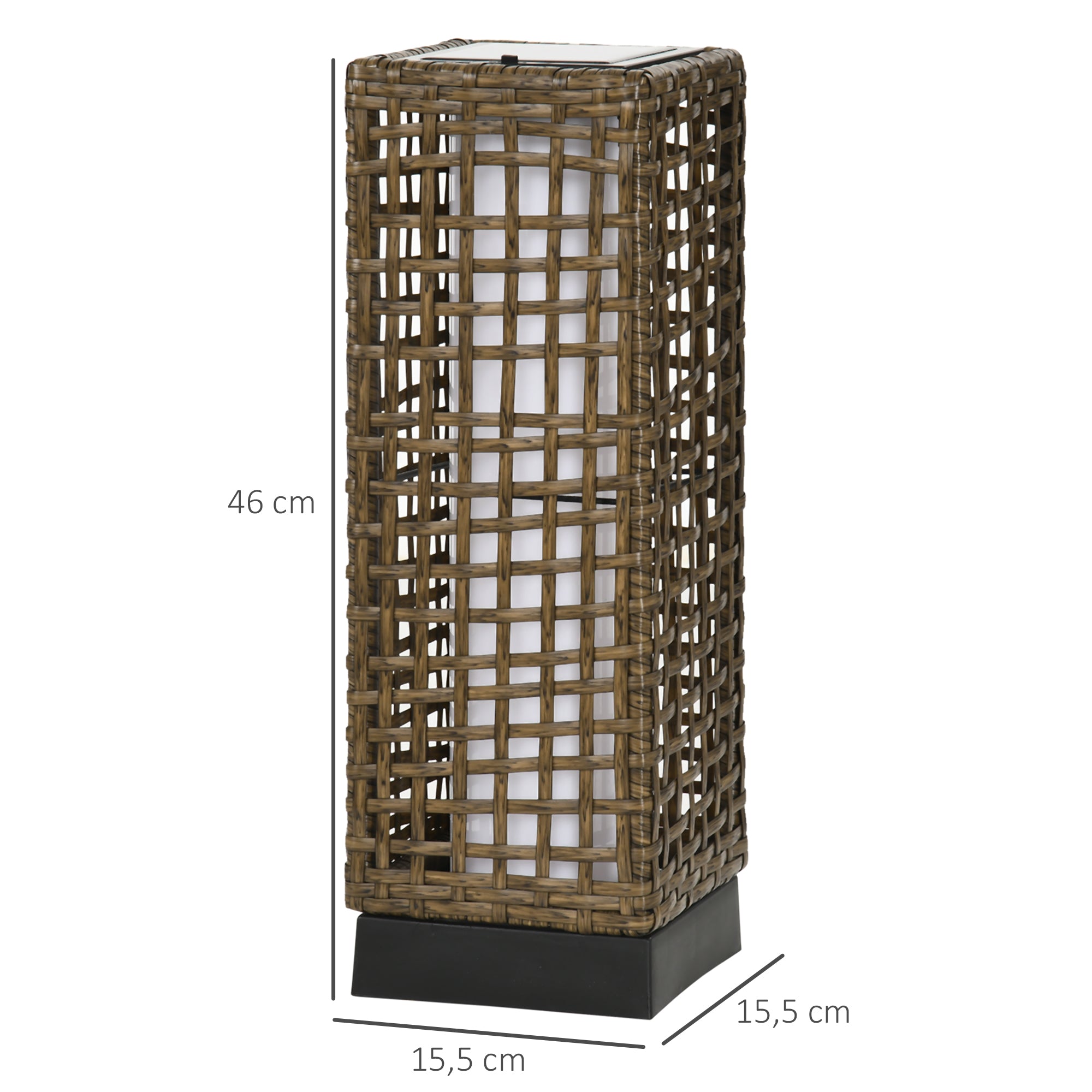 Candeeiro Solar para Exterior em Vime Sintético Marrom Areia 15,5x15,5x46cm
