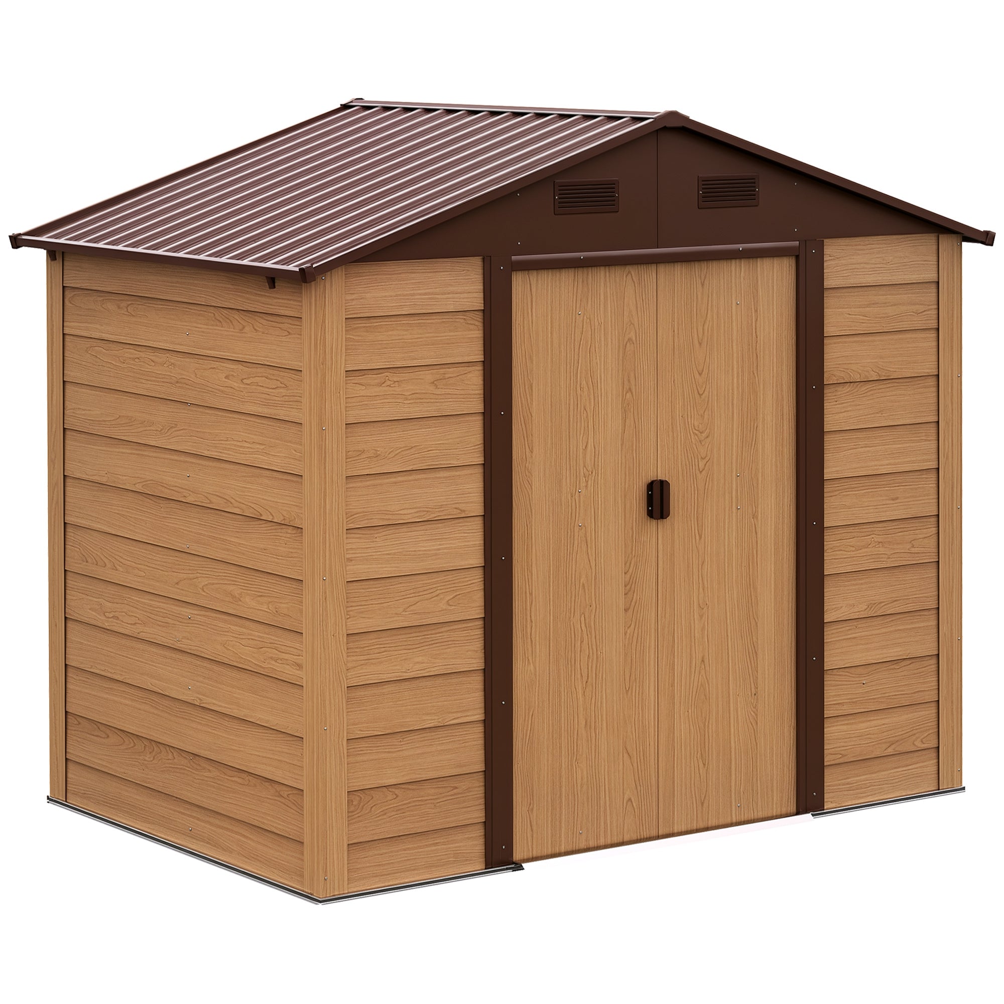 Abrigo de Jardim Metálico 152x235,7x208,7 cm - Madeira e Marrom