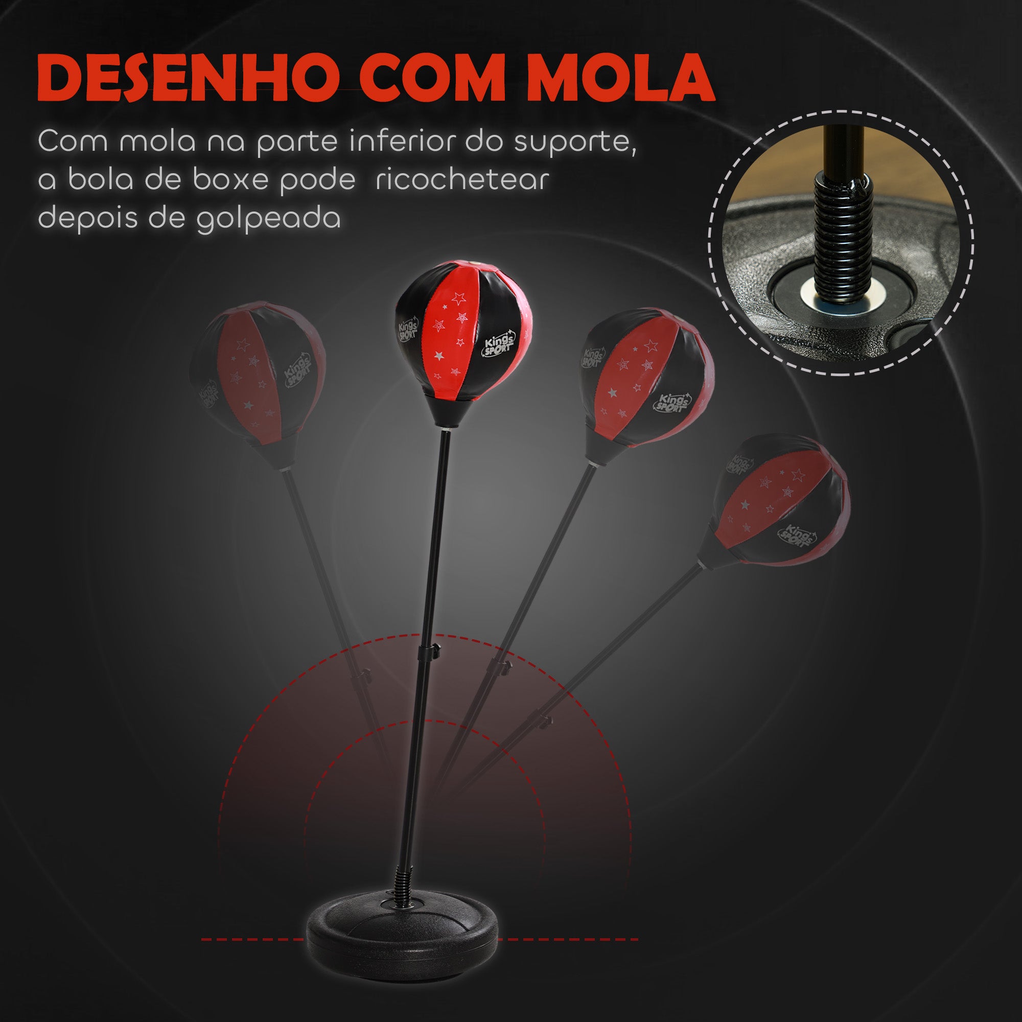 Kit de Boxe Infantil Vermelho Ø26x68-102 cm