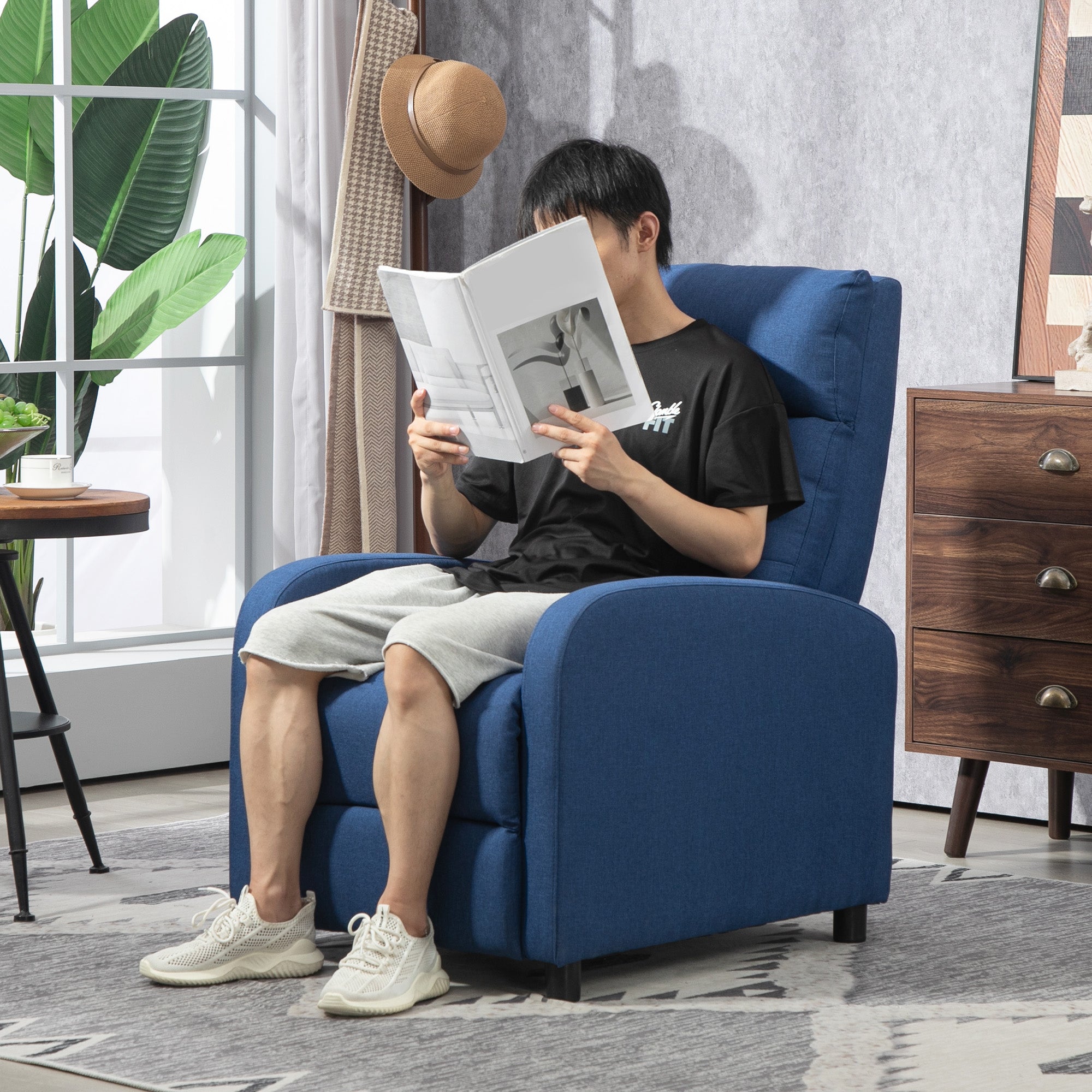 Poltrona Relax Reclinável Azul Escuro 67x87x98 cm