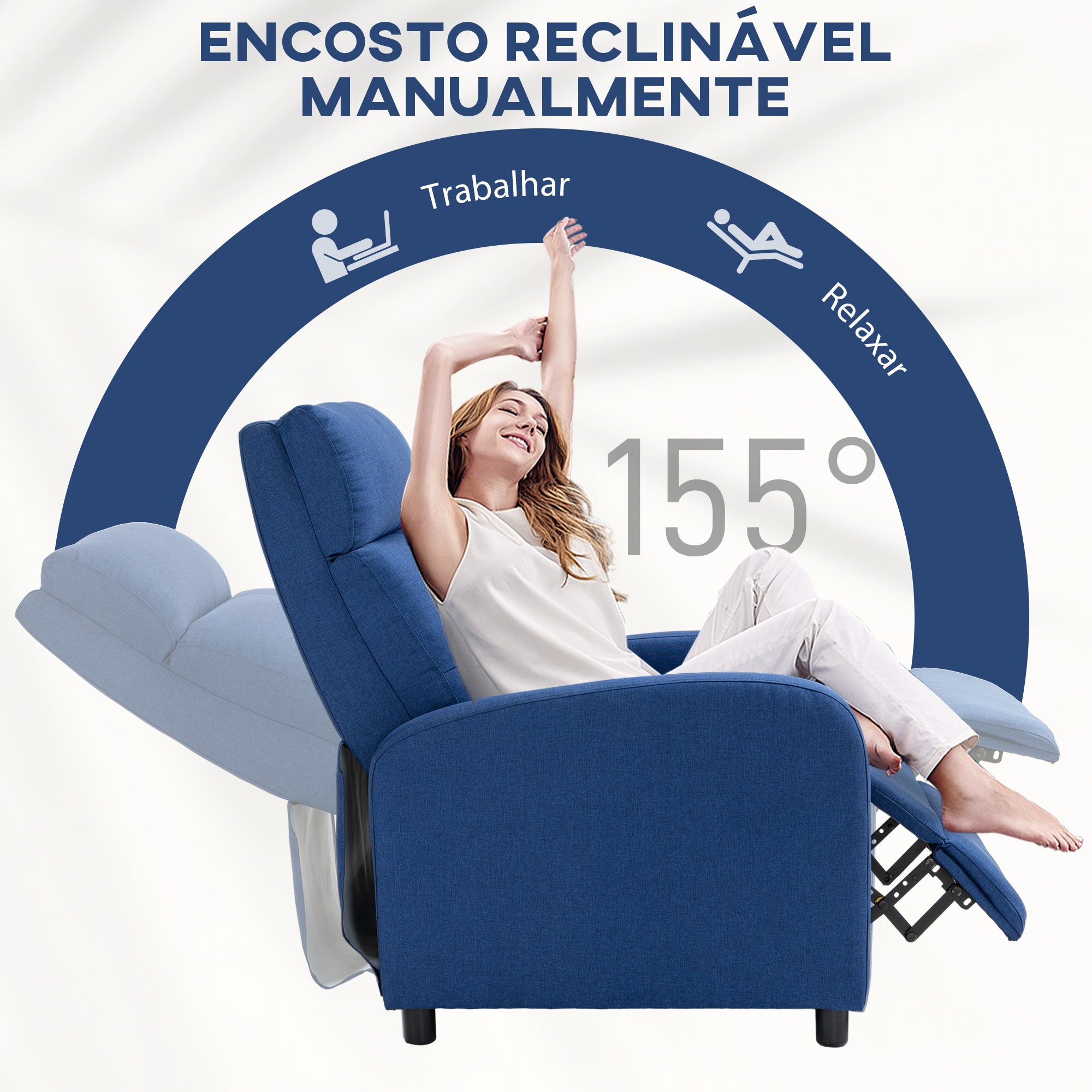 Poltrona Relax Reclinável Azul Escuro 67x87x98 cm