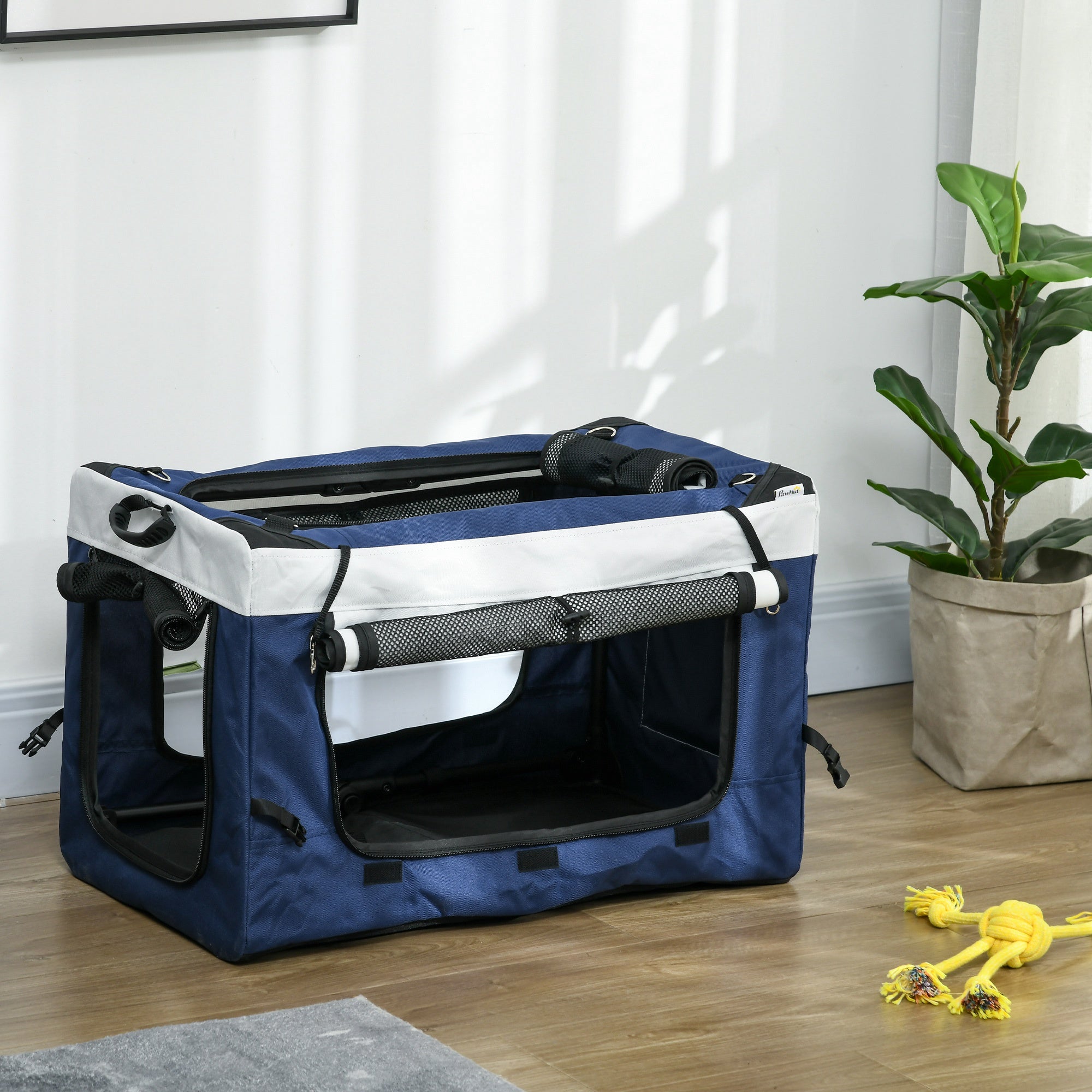 Carrinho para Animais de Estimação Dobrável Azul 81x58x97,5 cm