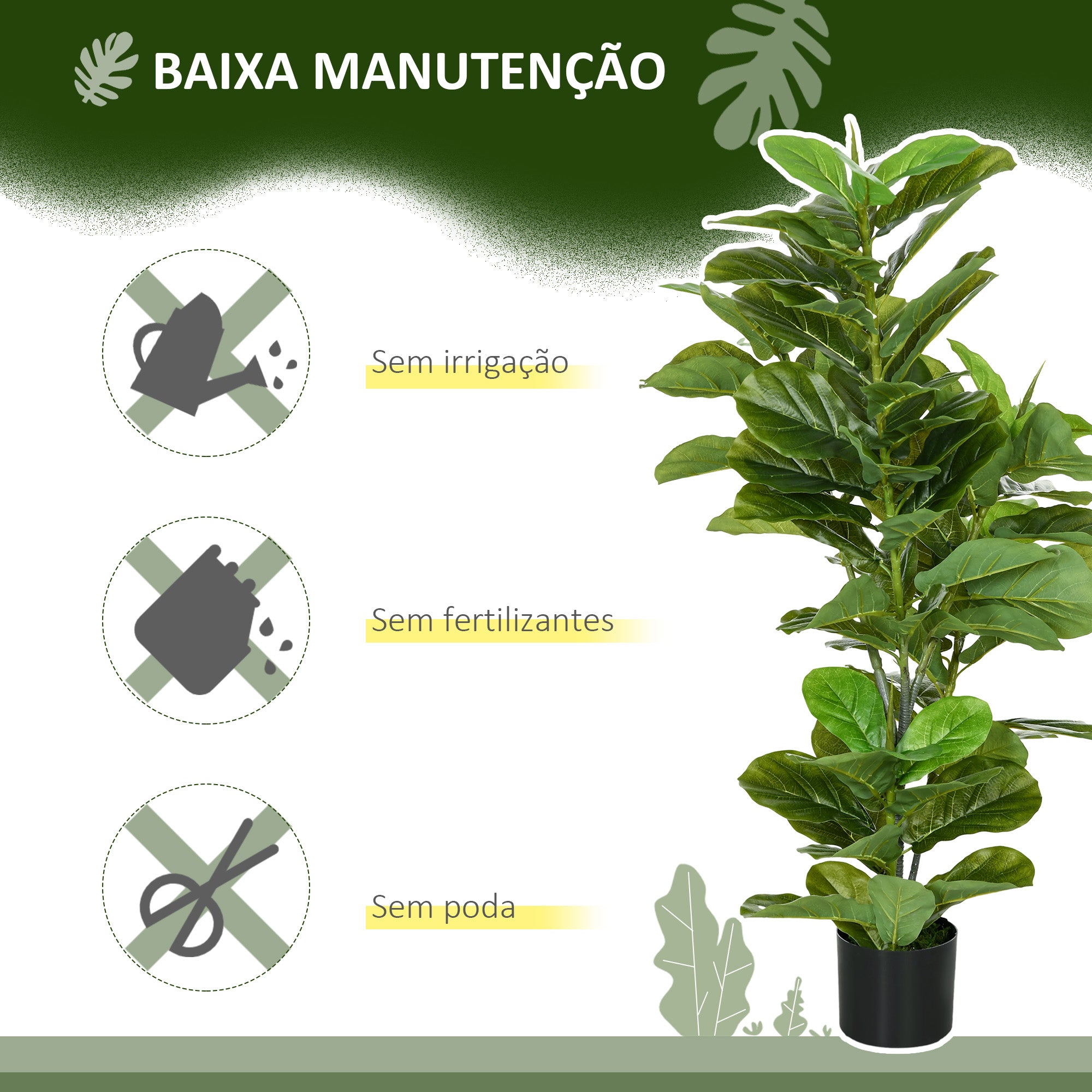Conjunto de Plantas Artificiais – 110 cm – Verde – Plástico PEVA