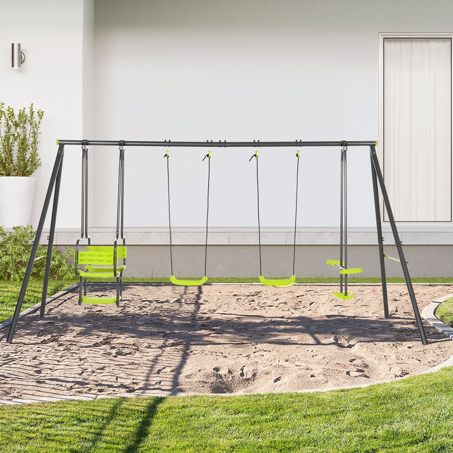 Baloiço Infantil Verde 355x184x186 cm - Conjunto de Diversão para Crianças