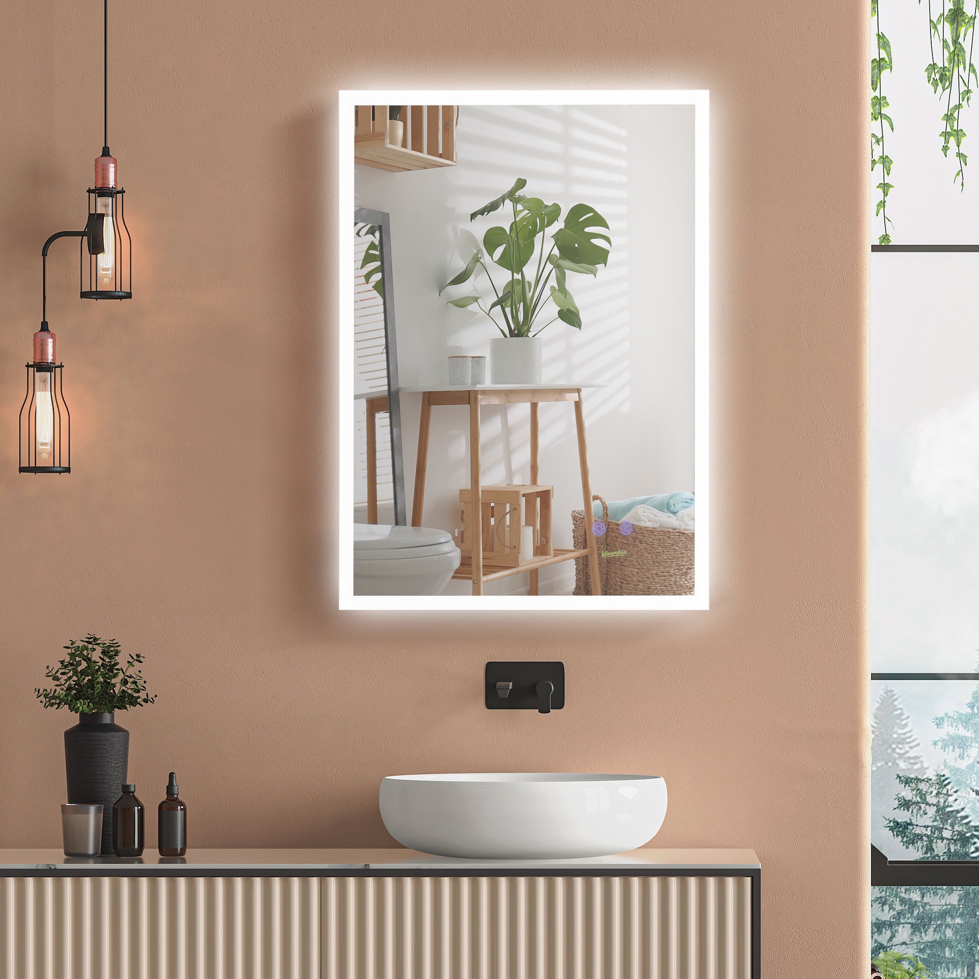 Espelho Casa de Banho LED 70x50cm Prata - Controlo de Toque e Função Anti-Embaciamento