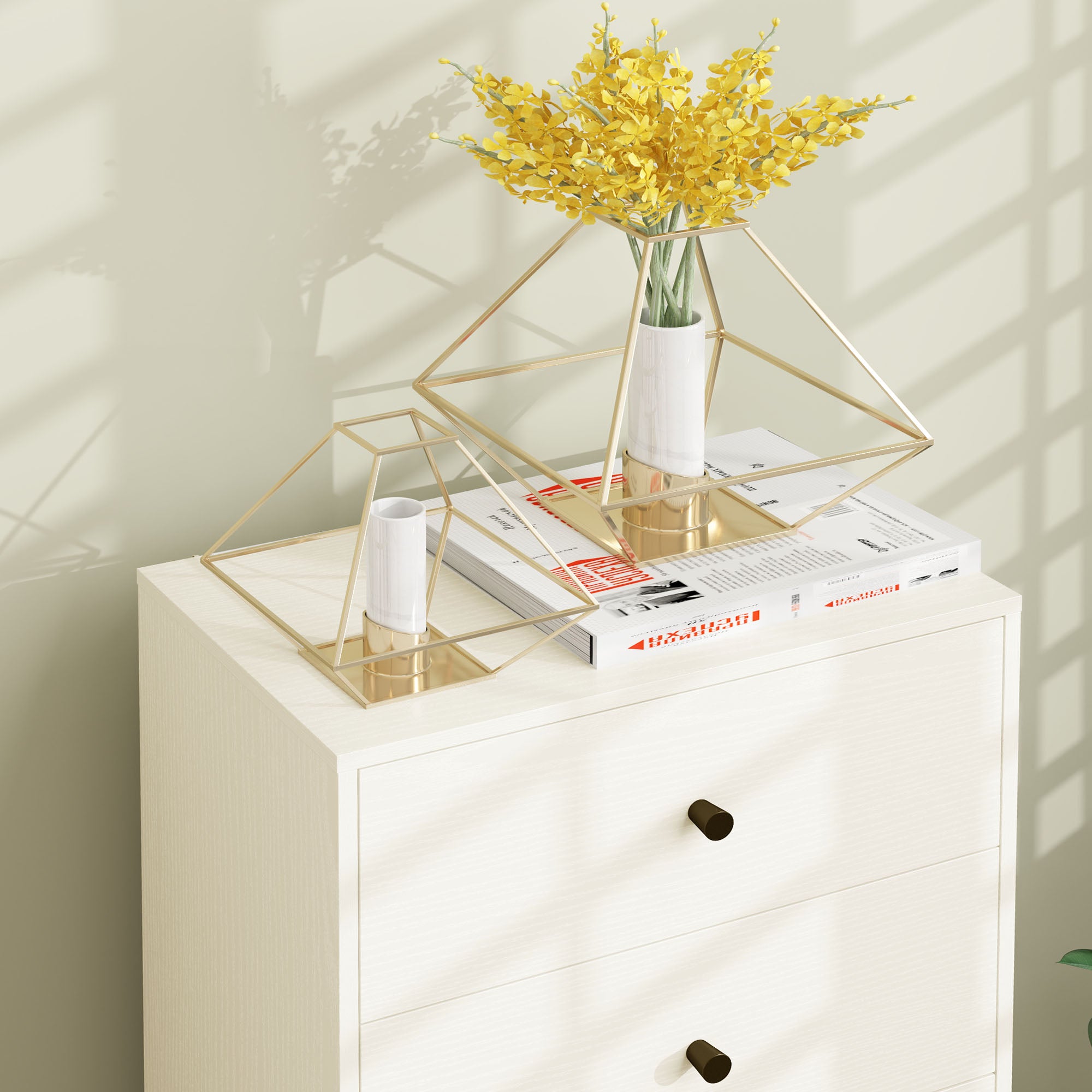 Cómoda Estreita com 5 Gavetas 47x29x95 cm - Branco