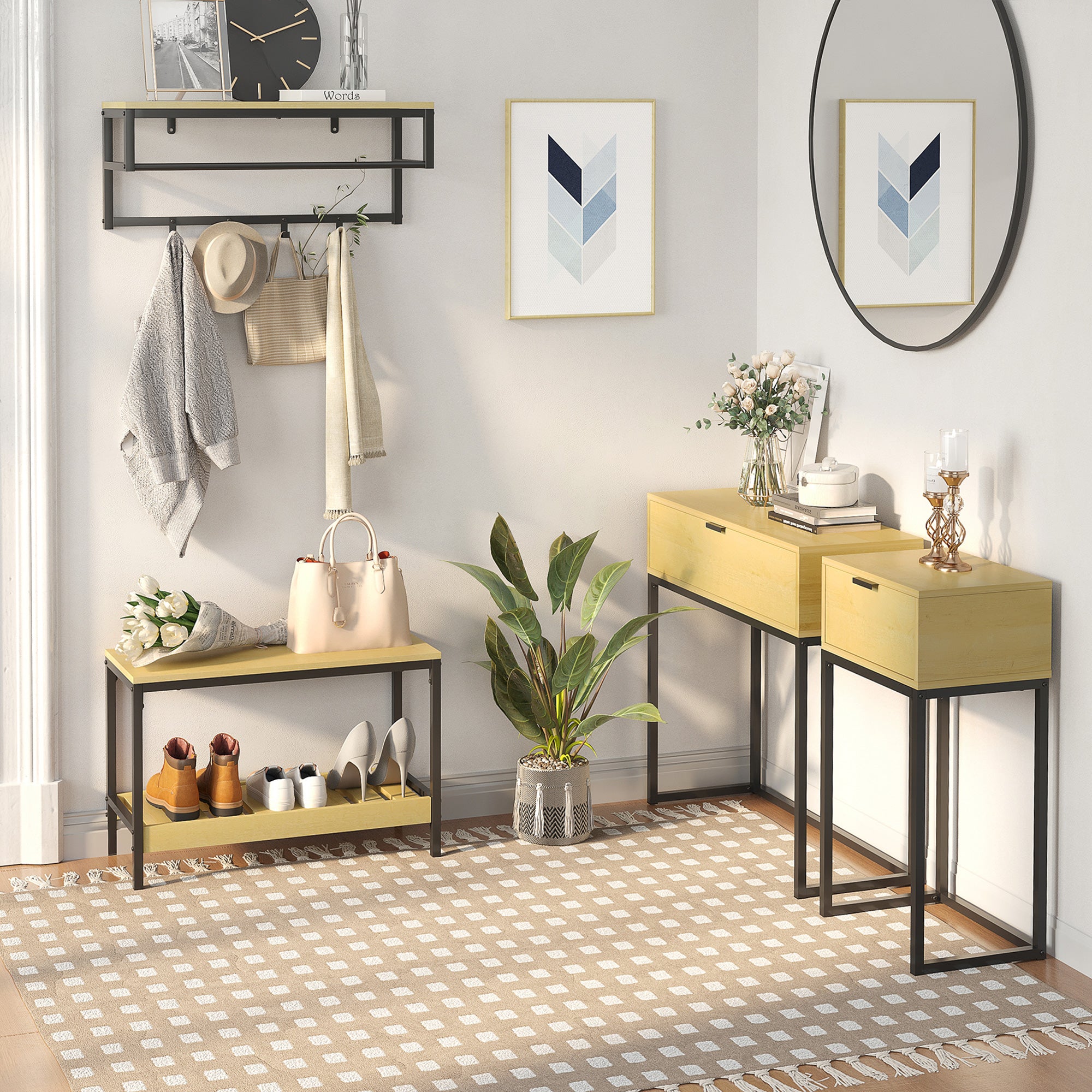 Mesa Consola Moderna 80x30x76 cm Cor de Madeira Natural