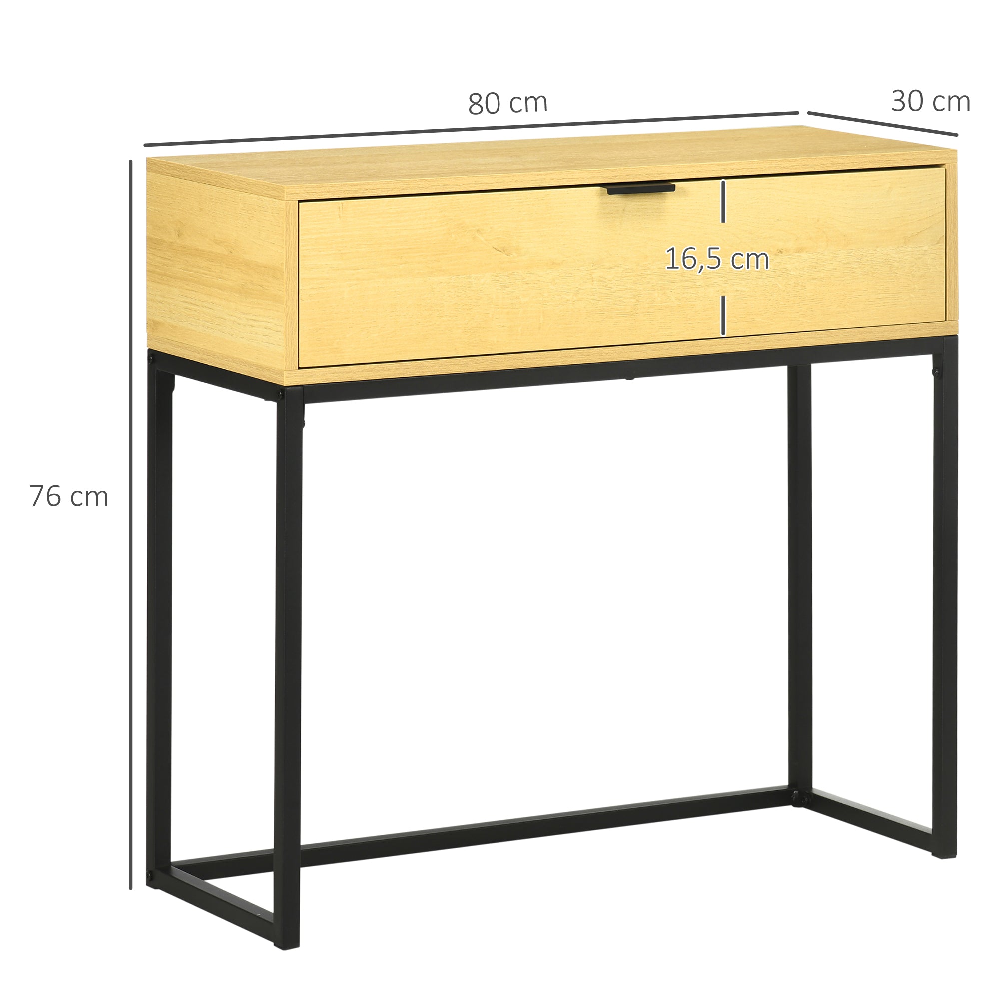 Mesa Consola Moderna 80x30x76 cm Cor de Madeira Natural