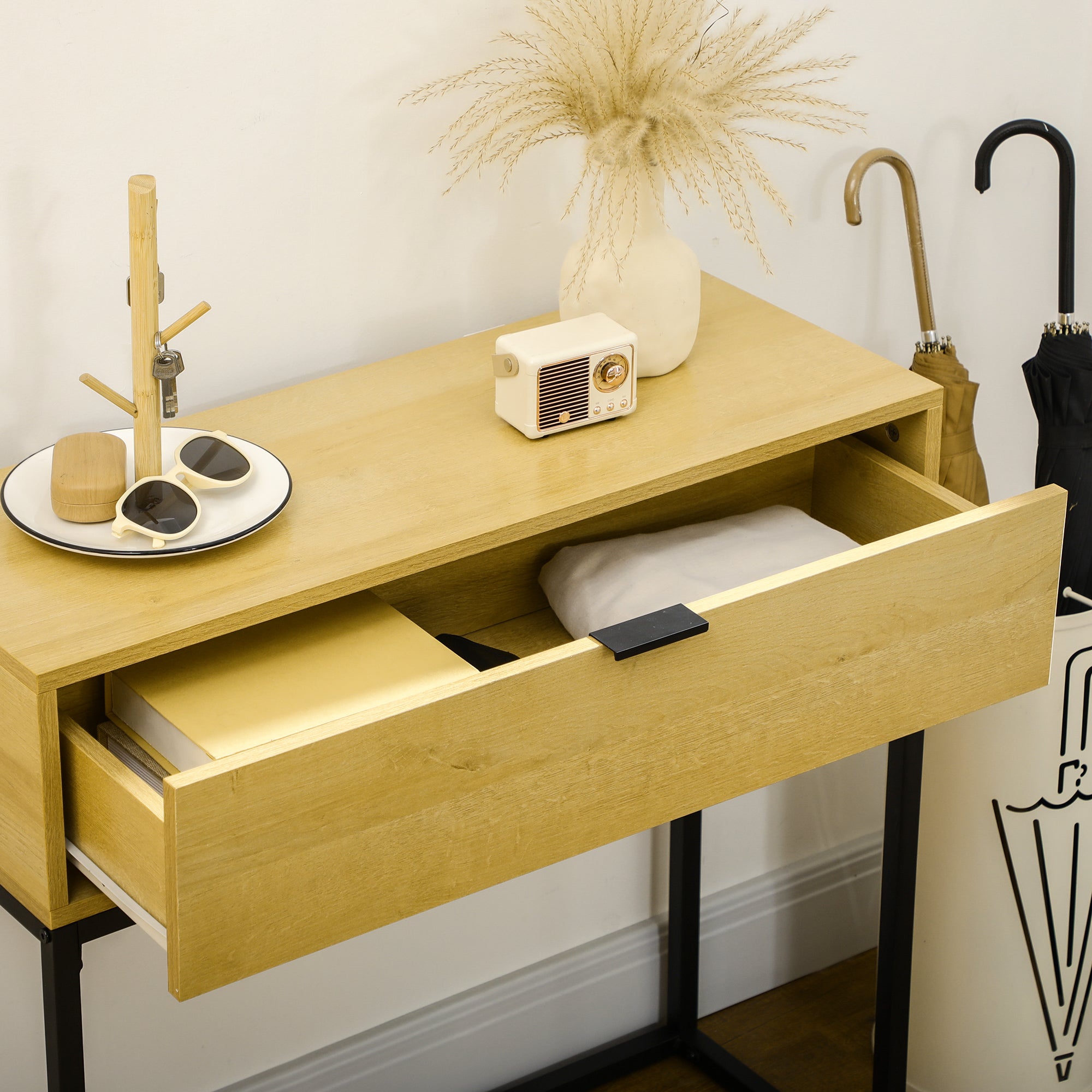 Mesa Consola Moderna 80x30x76 cm Cor de Madeira Natural