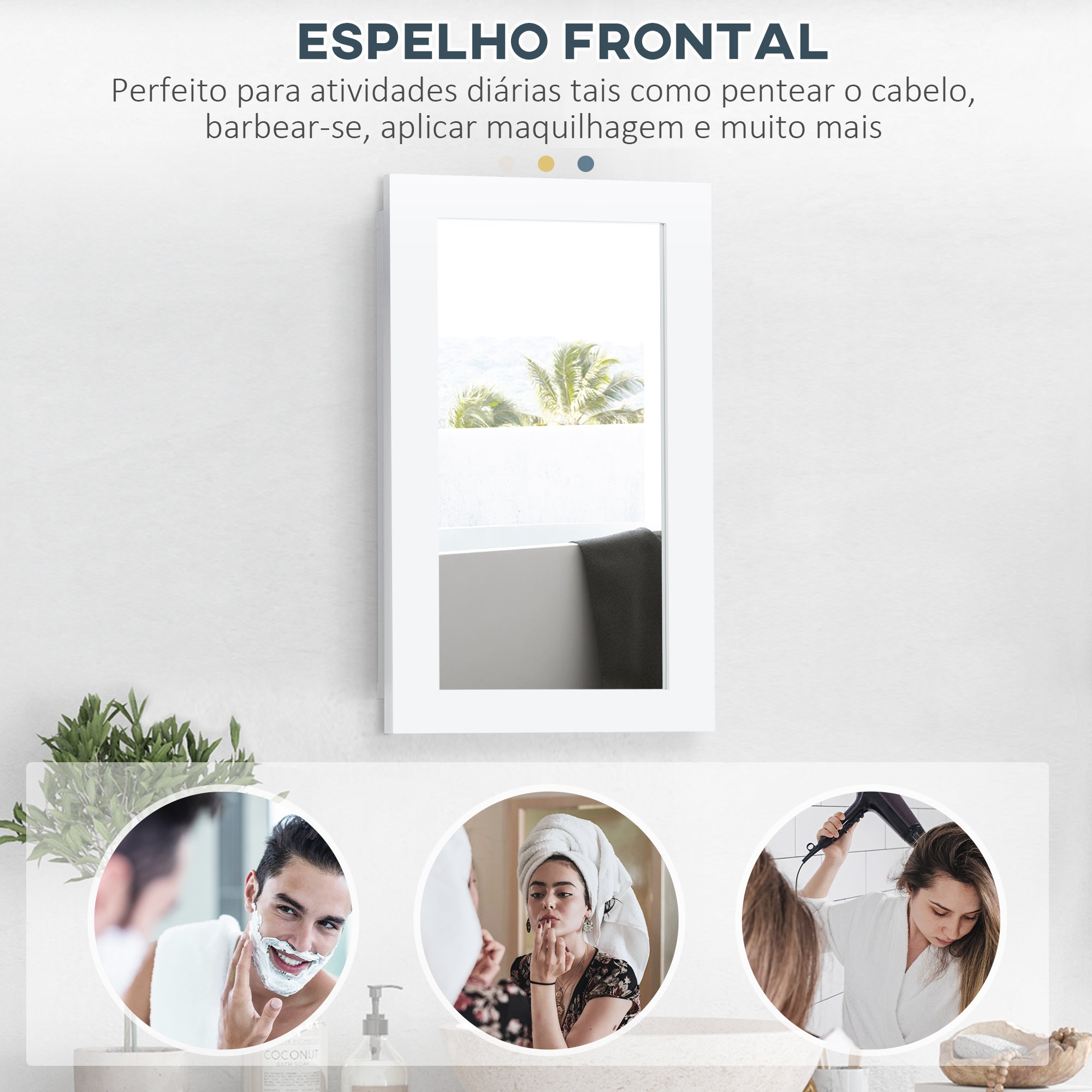 Armário de Parede com Espelho para Casa de Banho - 40x12x71 cm - Branco
