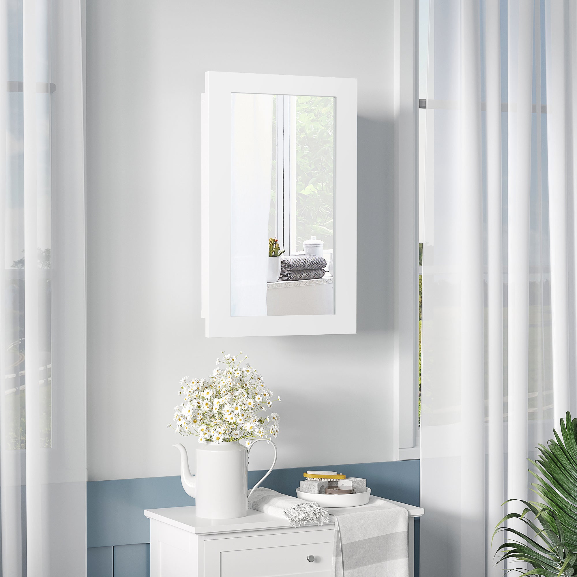 Armário de Parede com Espelho para Casa de Banho - 40x12x71 cm - Branco