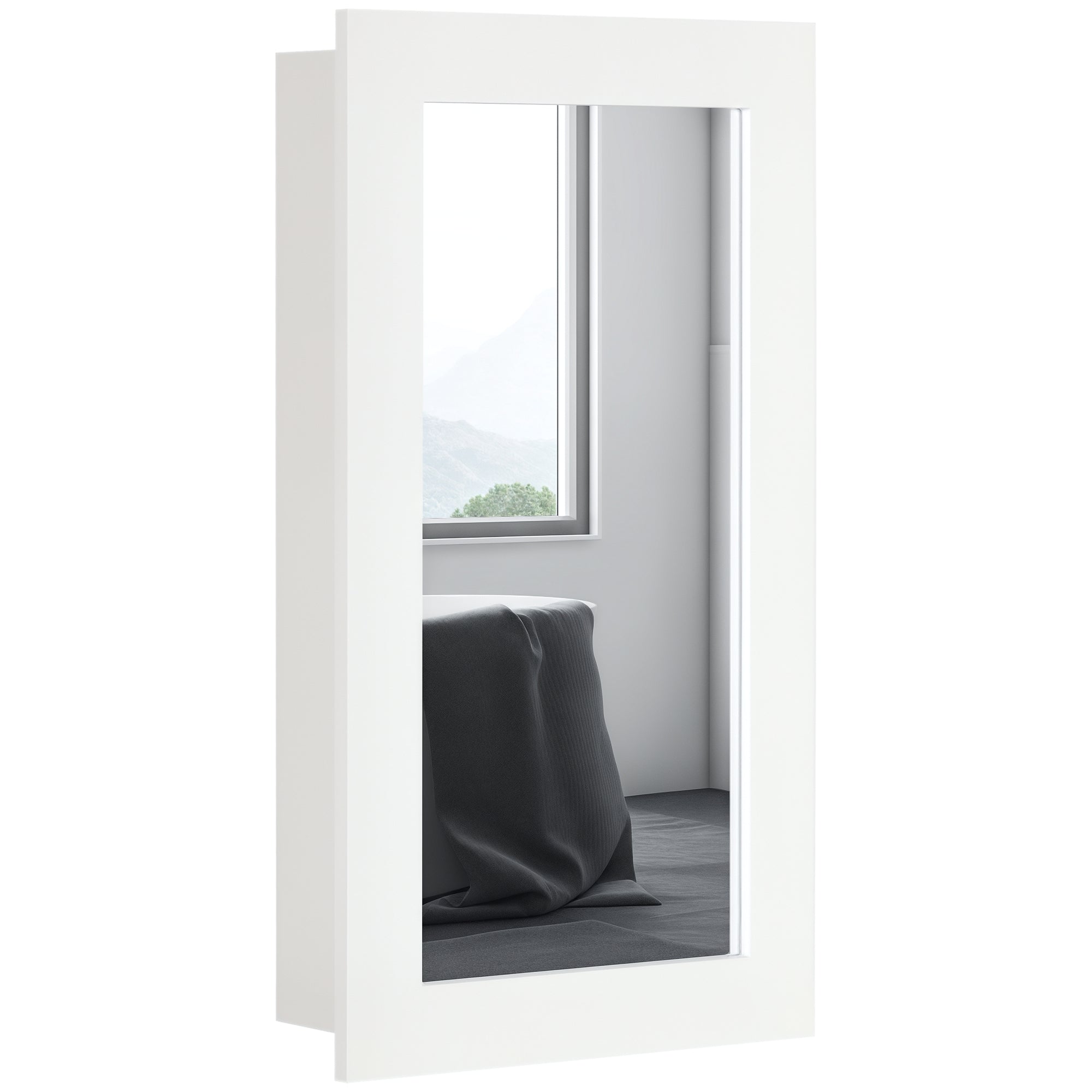 Armário de Parede com Espelho para Casa de Banho - 40x12x71 cm - Branco