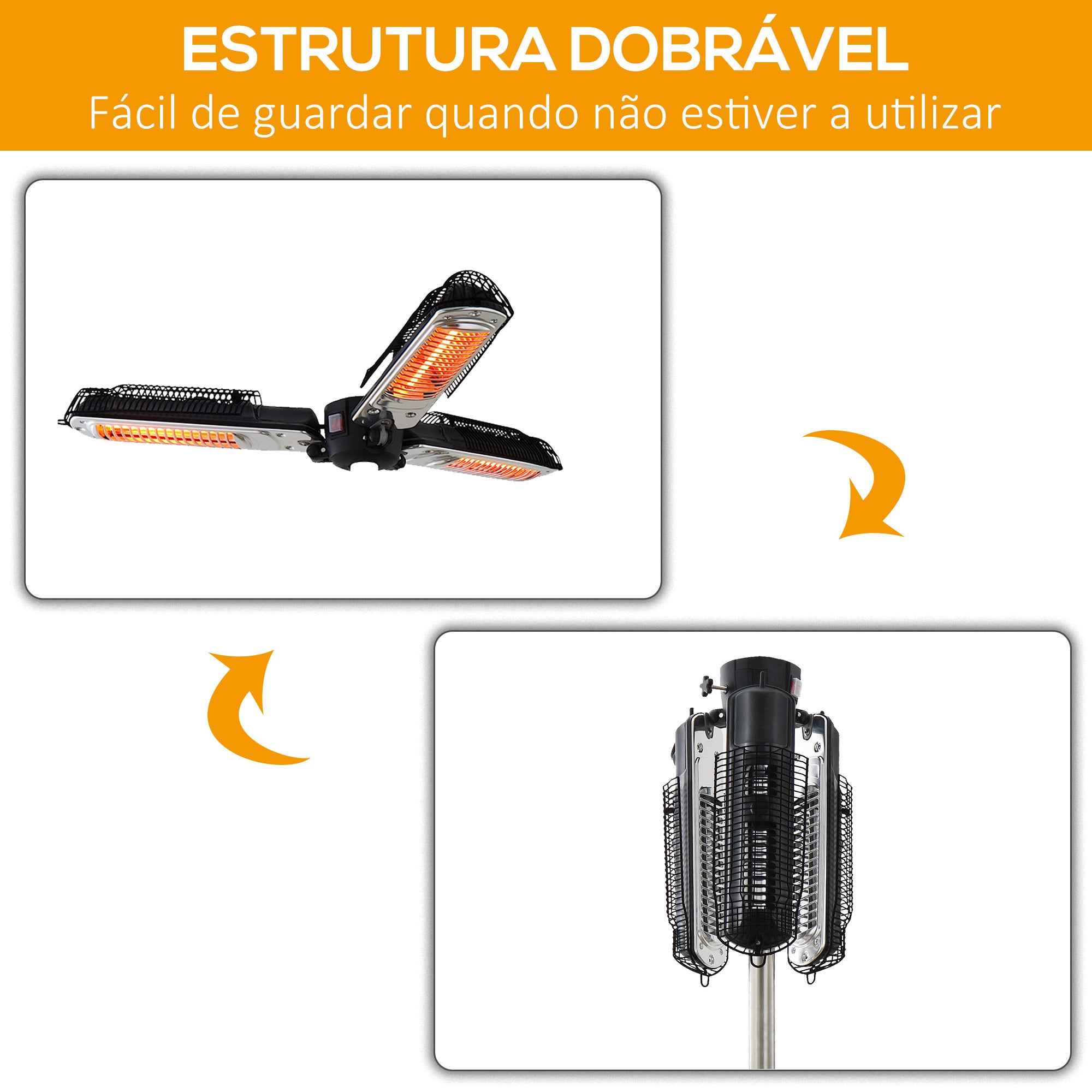Aquecedor Elétrico de Exterior para Chapéu de Sol Ø25-58mm 100x100x8,5cm Preto
