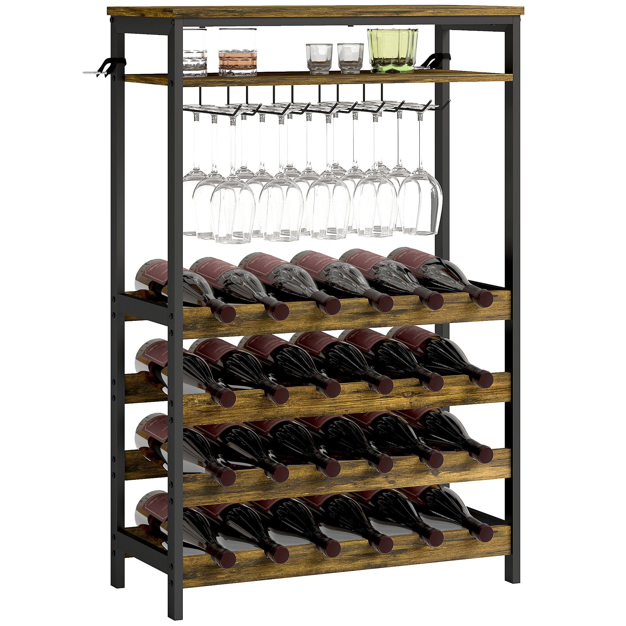 Suporte para Vinho para 24 Garrafas Estilo Industrial 66x30x100,3 cm - Castanho Rústico