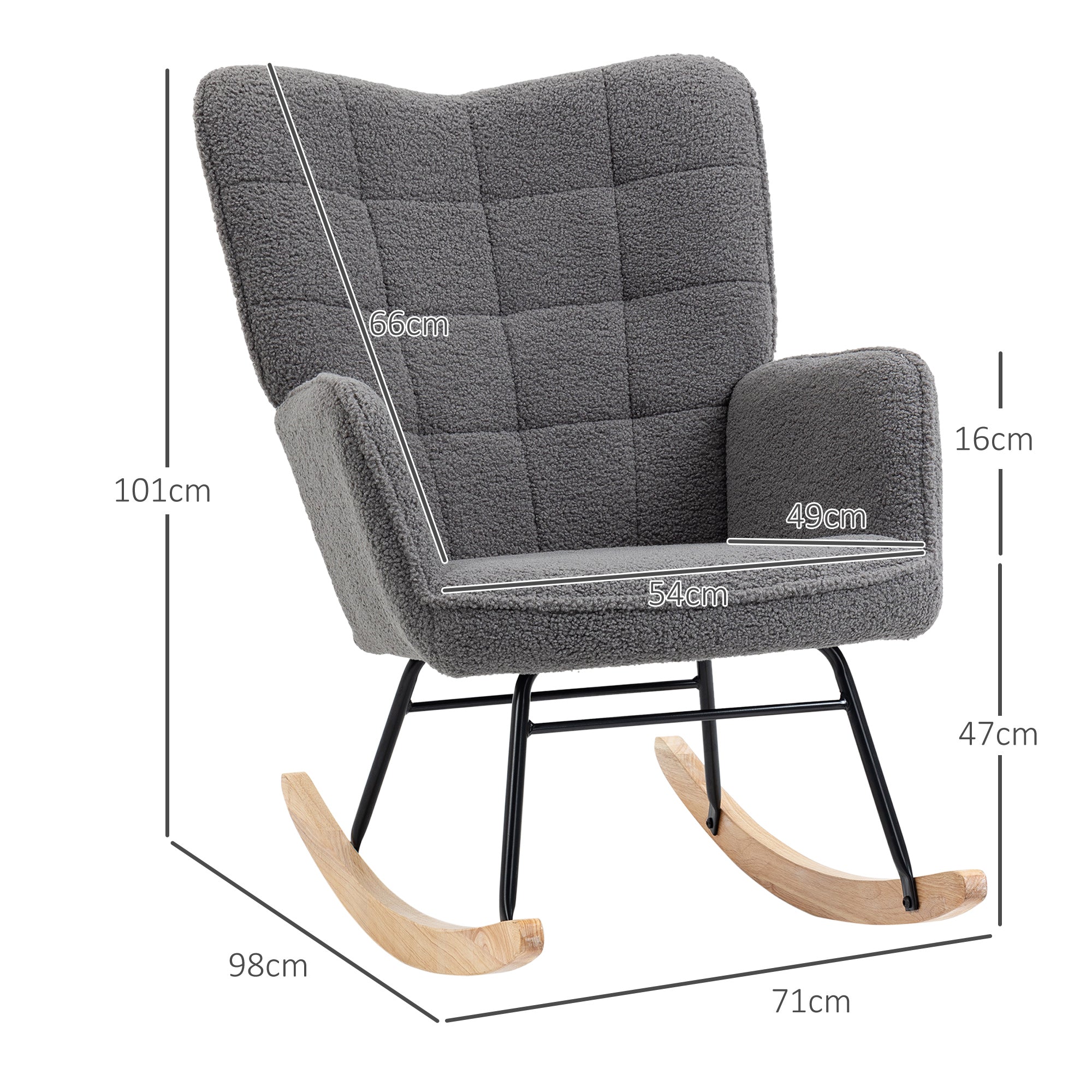 Poltrona de Sala de Estar Oscilante 71x92x101 cm Cinza Escuro