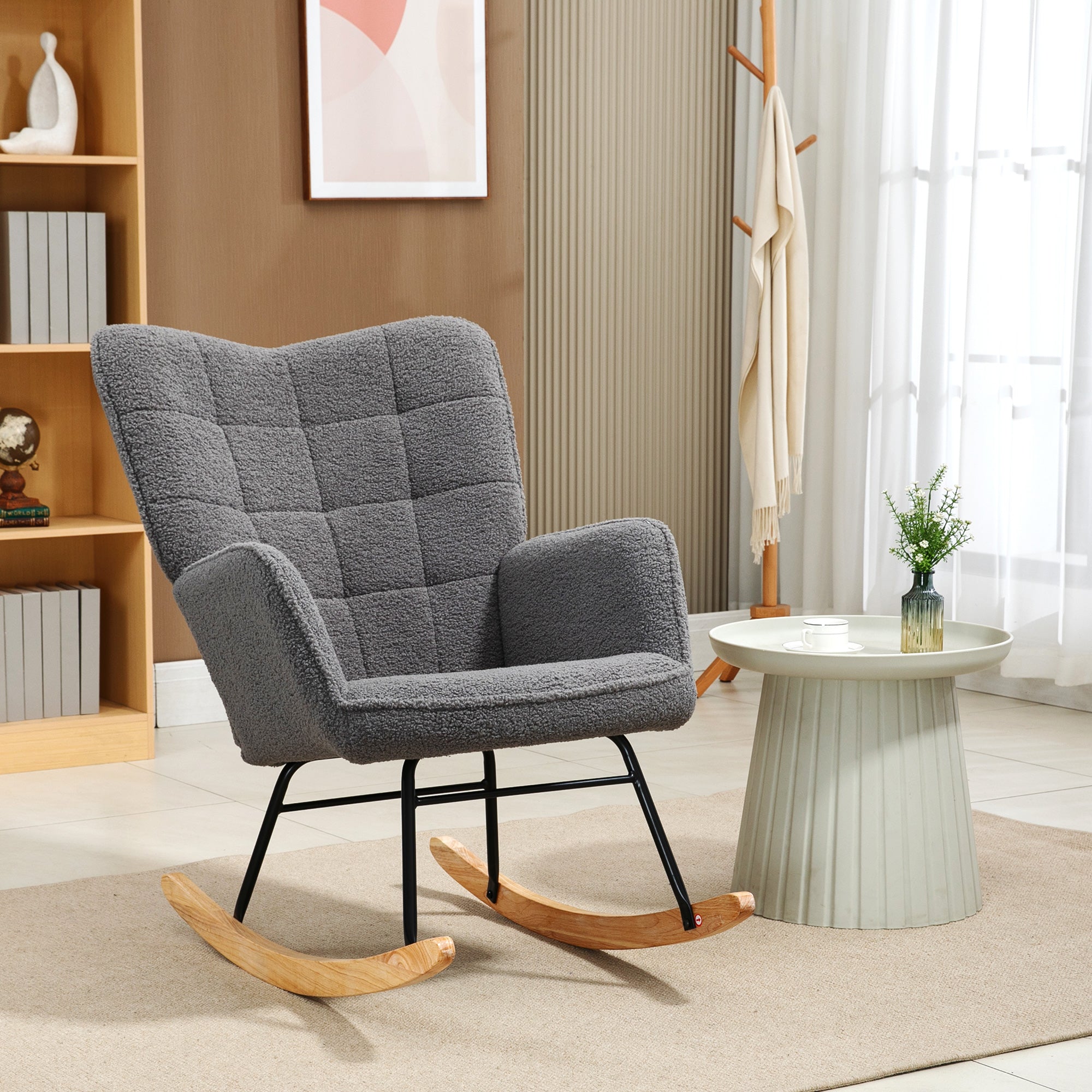 Poltrona de Sala de Estar Oscilante 71x92x101 cm Cinza Escuro