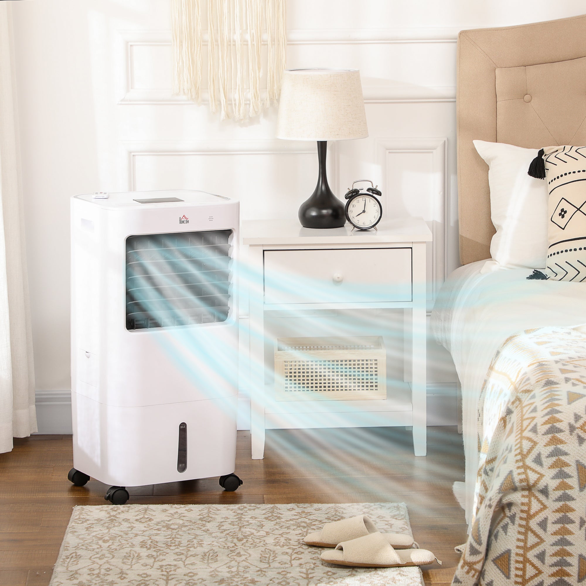 Climatizador Portátil Branco 32x37x74 cm - 3 Modos, 3 Velocidades, Controlo Remoto