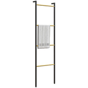 Toalheiro de 4 Níveis Escada de Bambu e Aço 49x5,5x167,5 cm Preto e Madeira