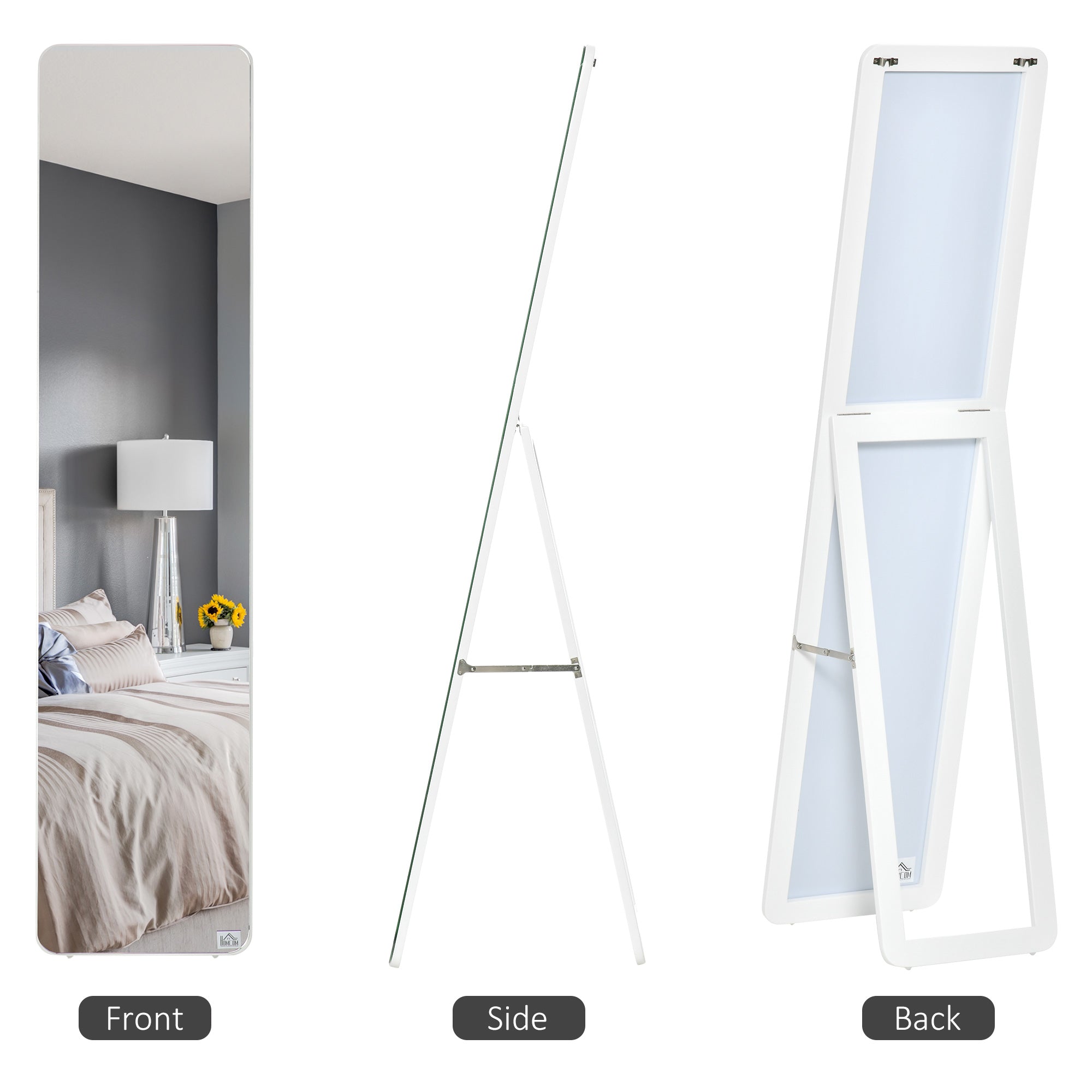 Espelho de Pé/Corpo Inteiro Retangular – 37x43x156cm – Branco – Madeira e Vidro