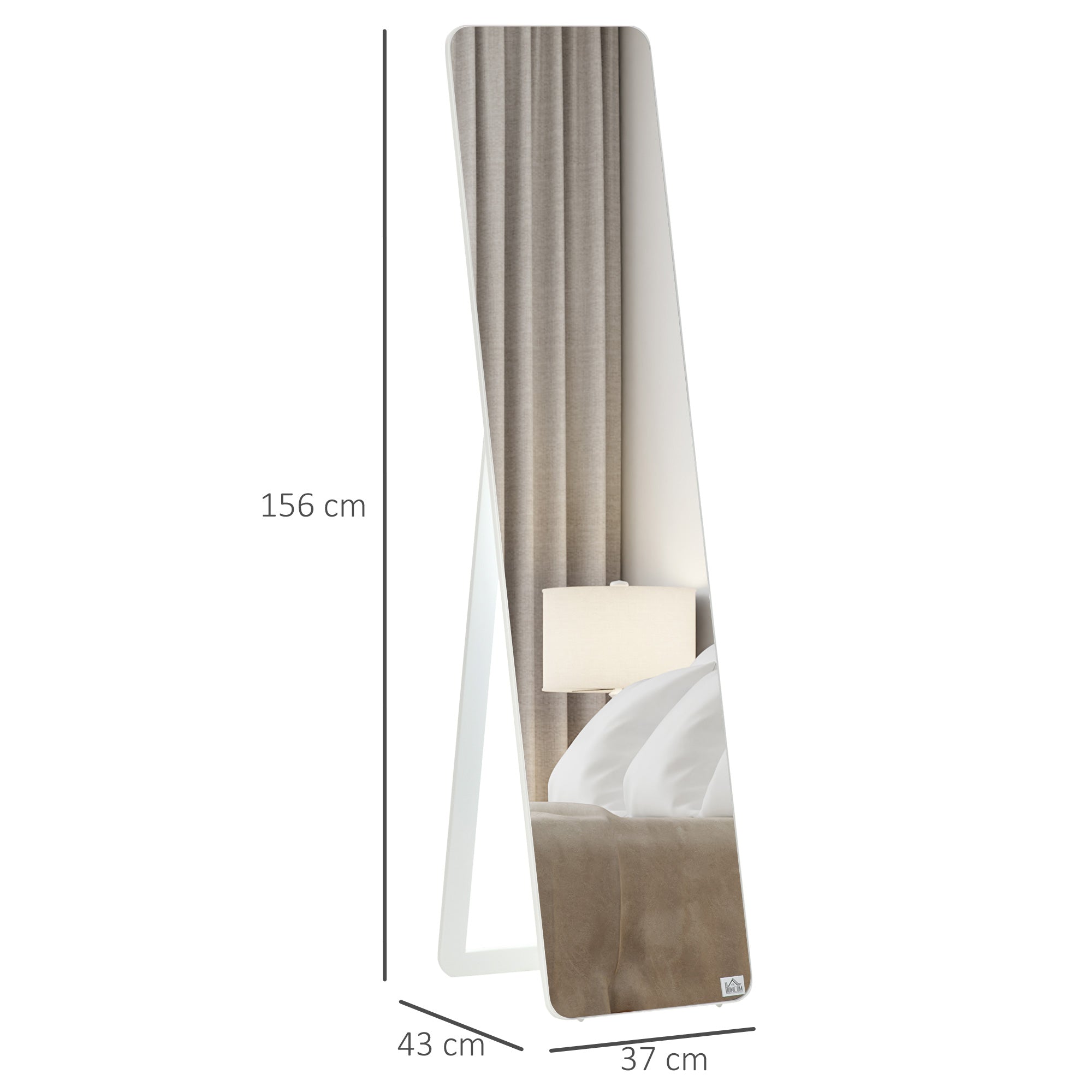Espelho de Pé/Corpo Inteiro Retangular – 37x43x156cm – Branco – Madeira e Vidro