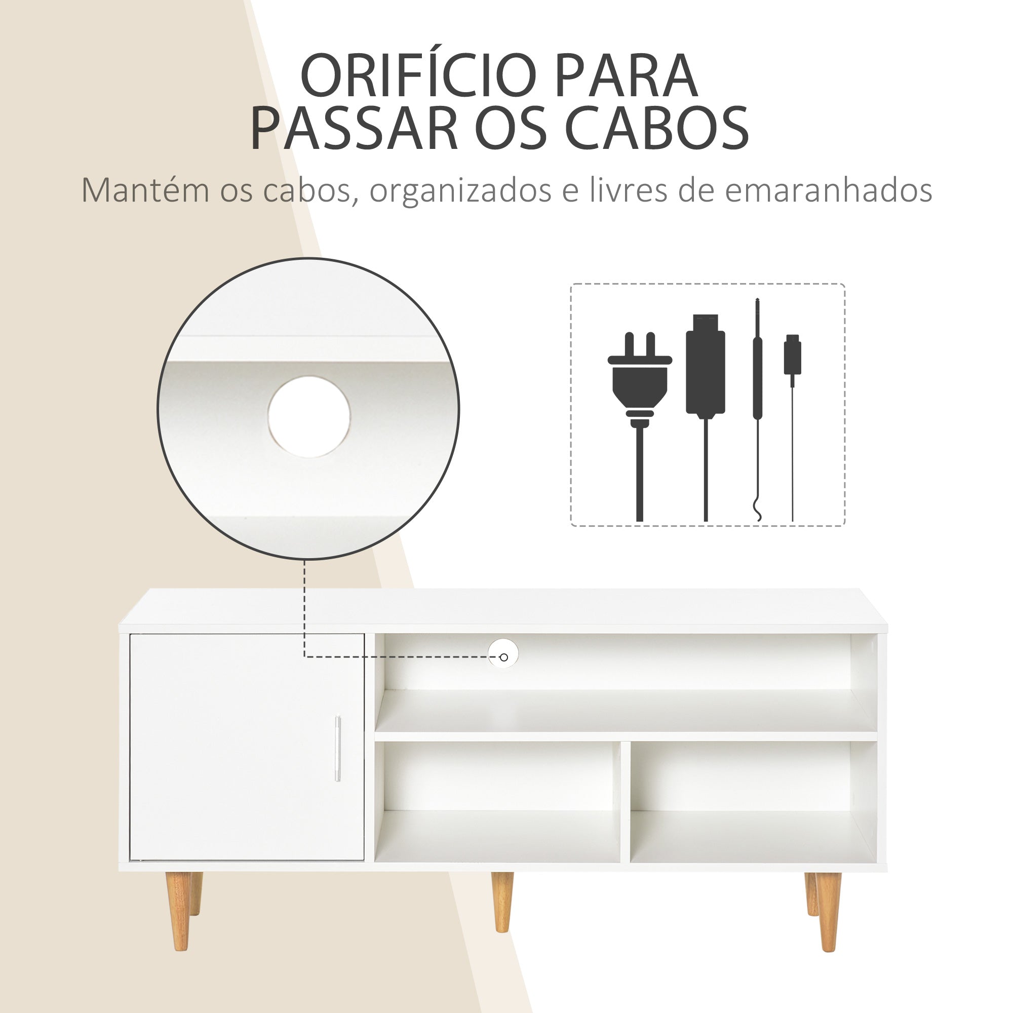 Móvel de TV Moderno 120x40x55cm Branco