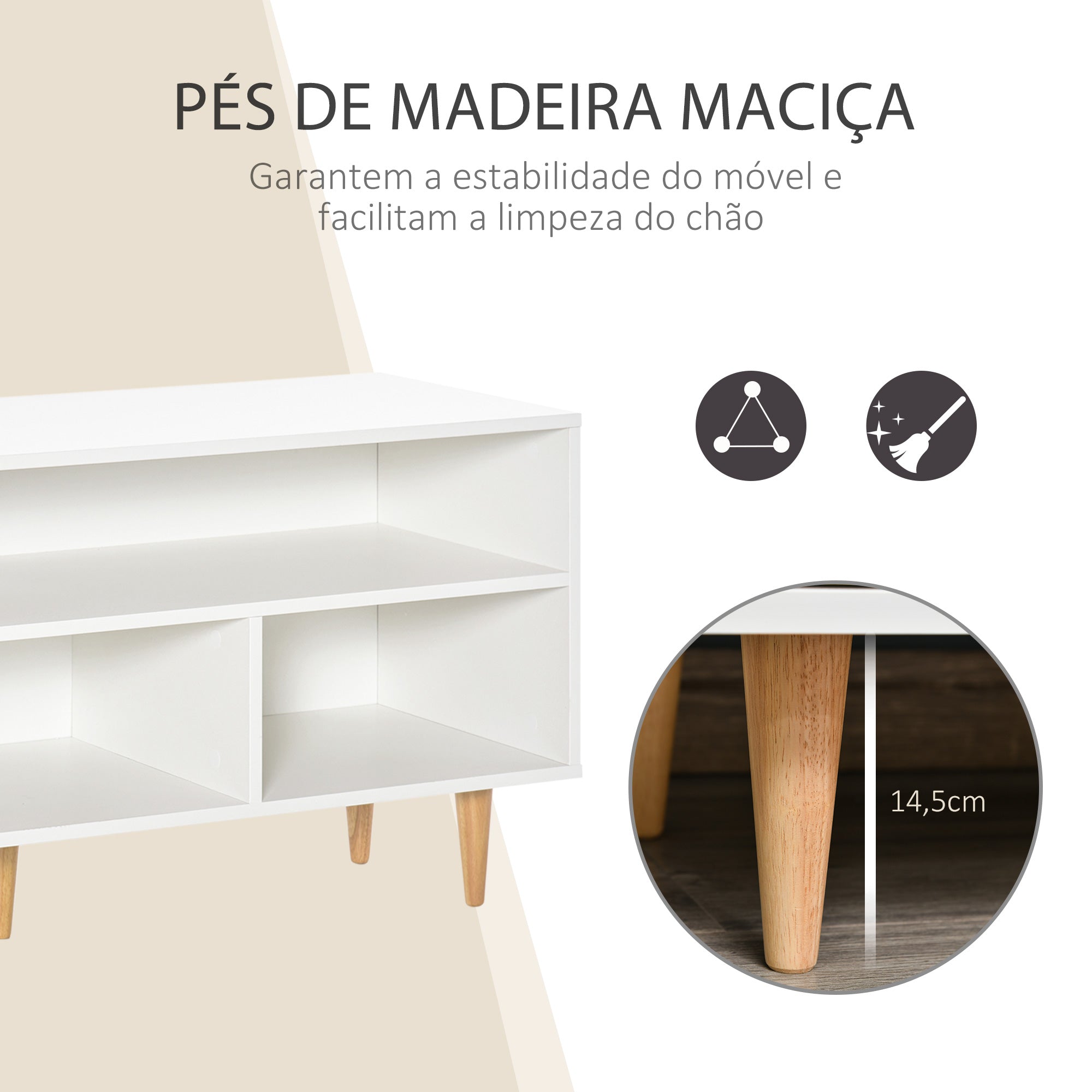 Móvel de TV Moderno 120x40x55cm Branco