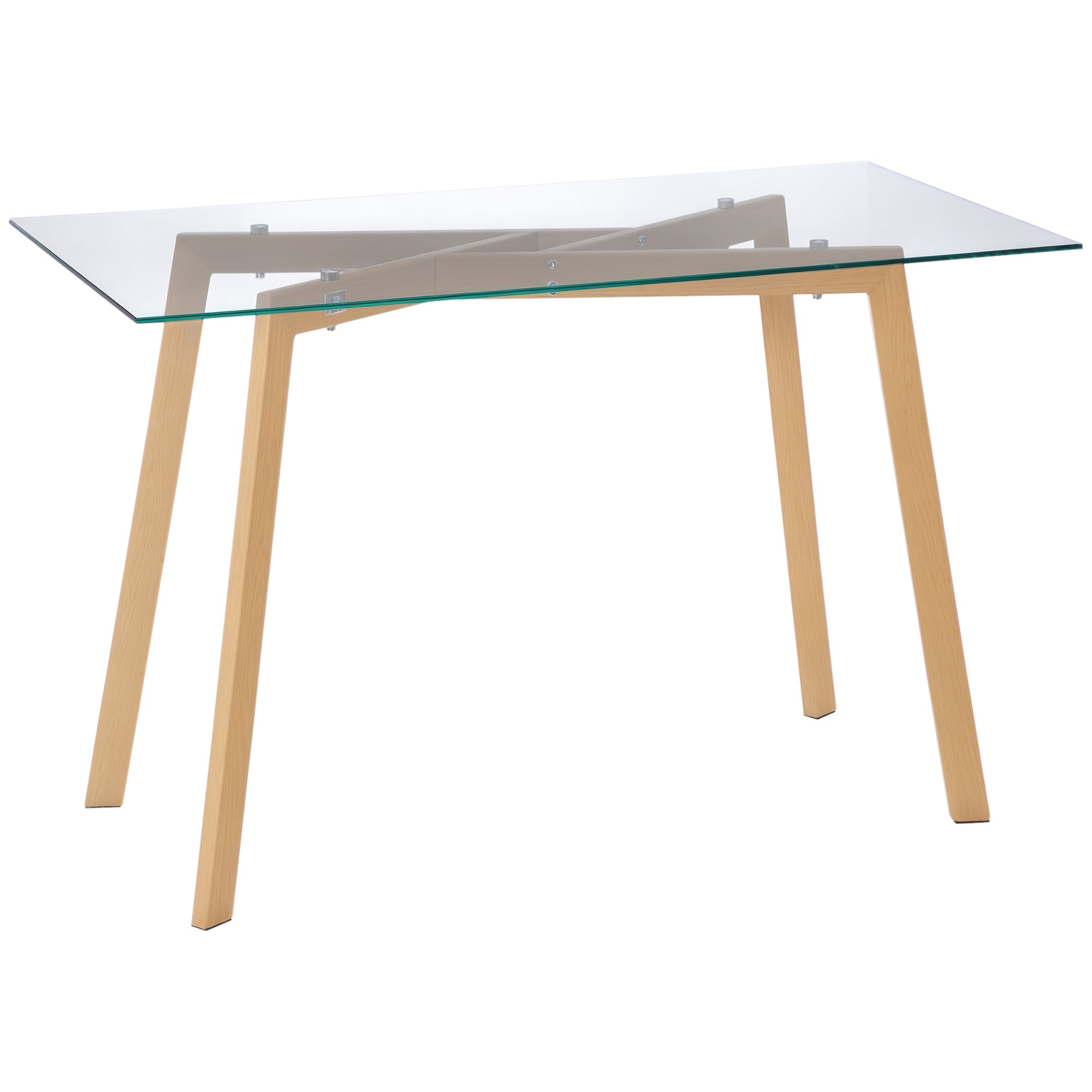 Mesa de Jantar Moderna 120x60x76cm - Transparente e Madeira