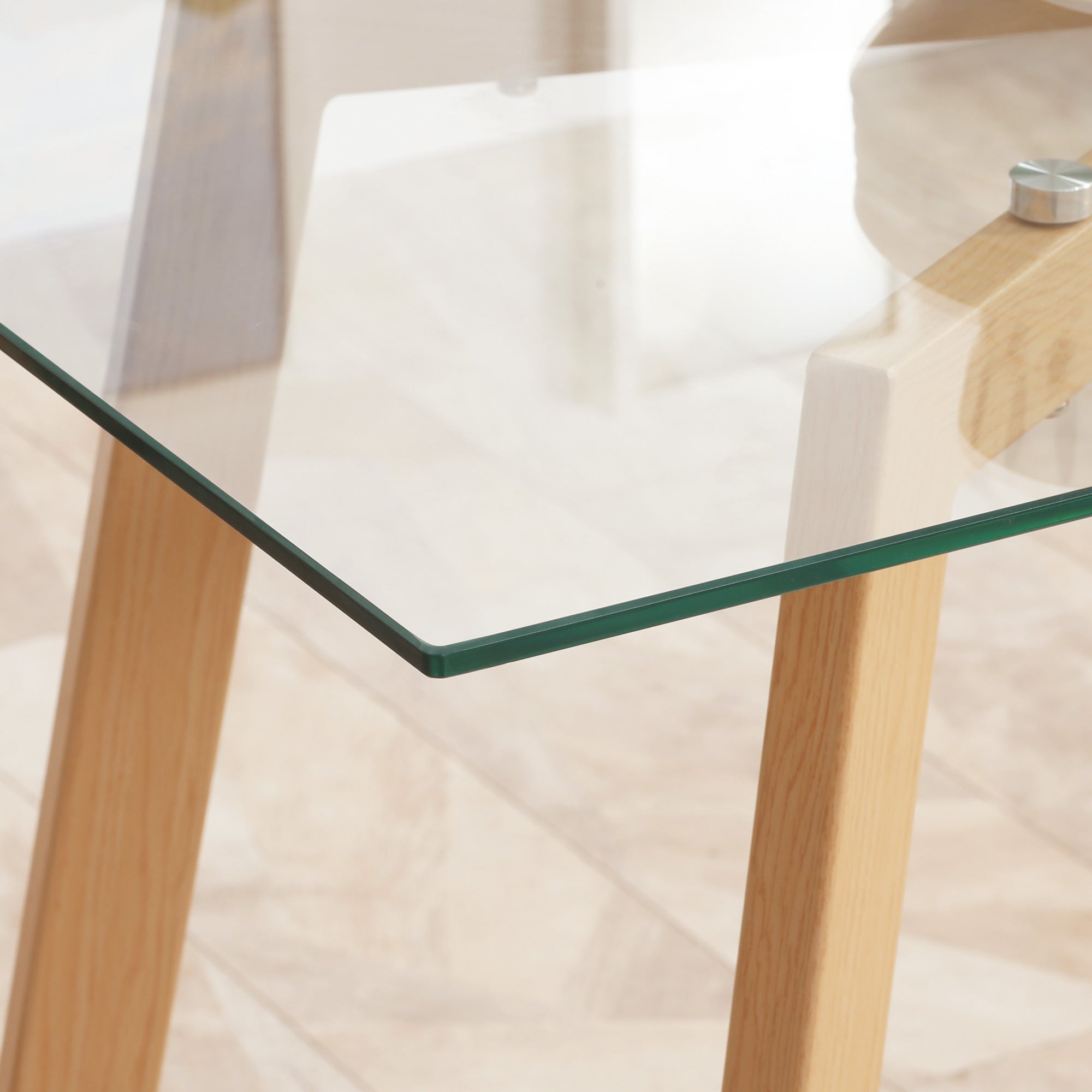 Mesa de Jantar Moderna 120x60x76cm - Transparente e Madeira