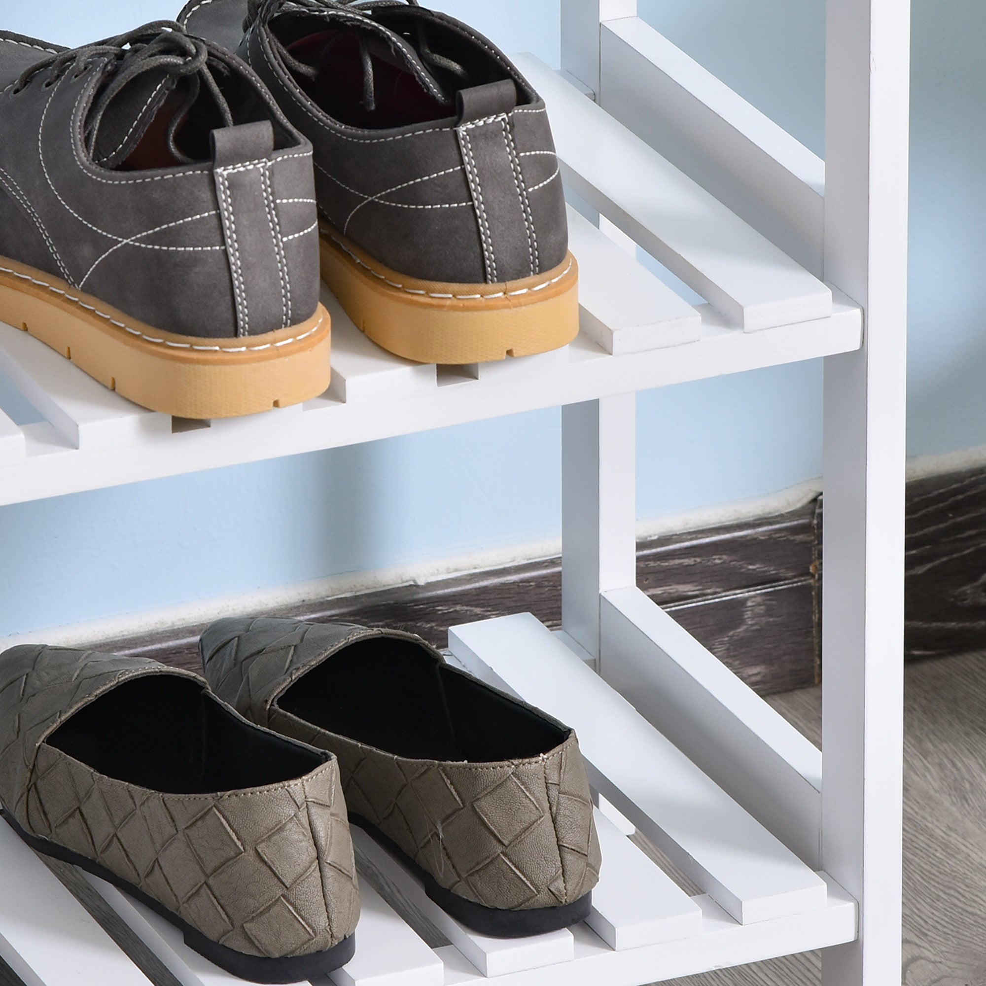 Sapateira de Madeira Branca 3 Níveis para até 9 Pares de Sapatos 70x26x57,5cm
