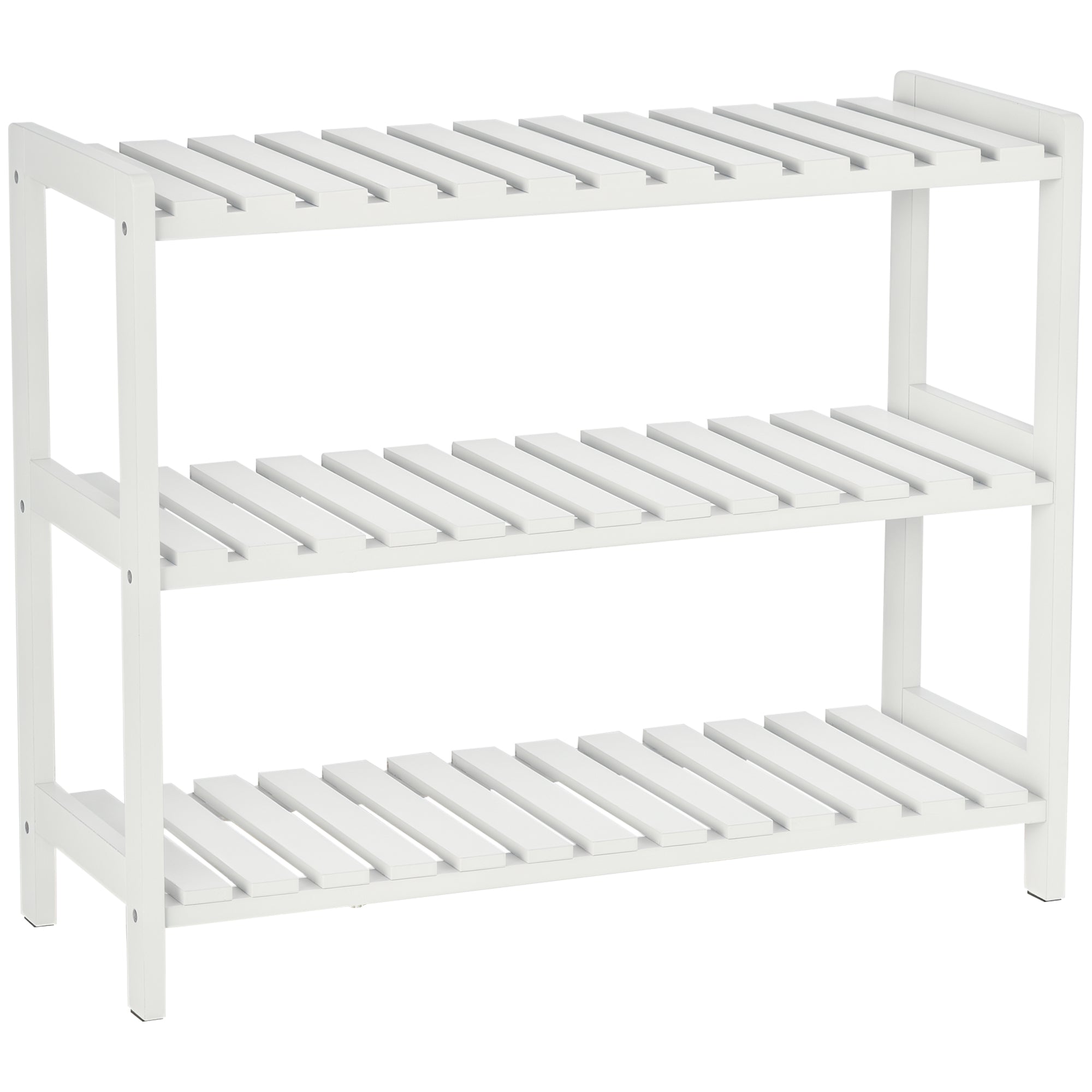 Sapateira de Madeira Branca 3 Níveis para até 9 Pares de Sapatos 70x26x57,5cm