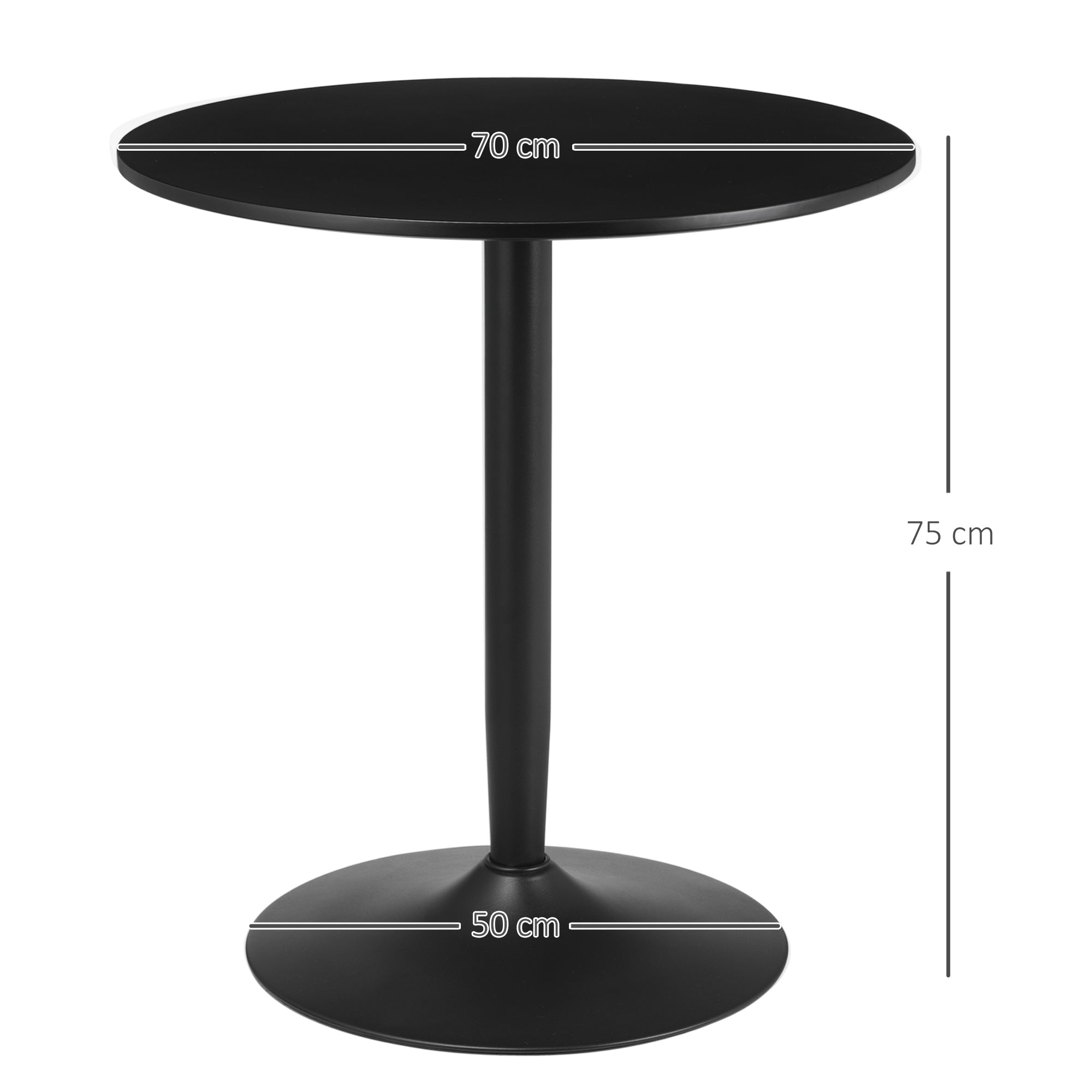 Mesa de Jantar Redonda – Ø80x75 cm – Preto – MDF com base de aço