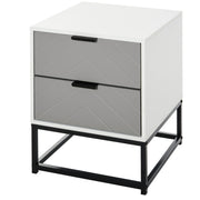 Mesa de Cabeceira com 2 Gavetas 39,5x40x48 cm - Branco e Cinza