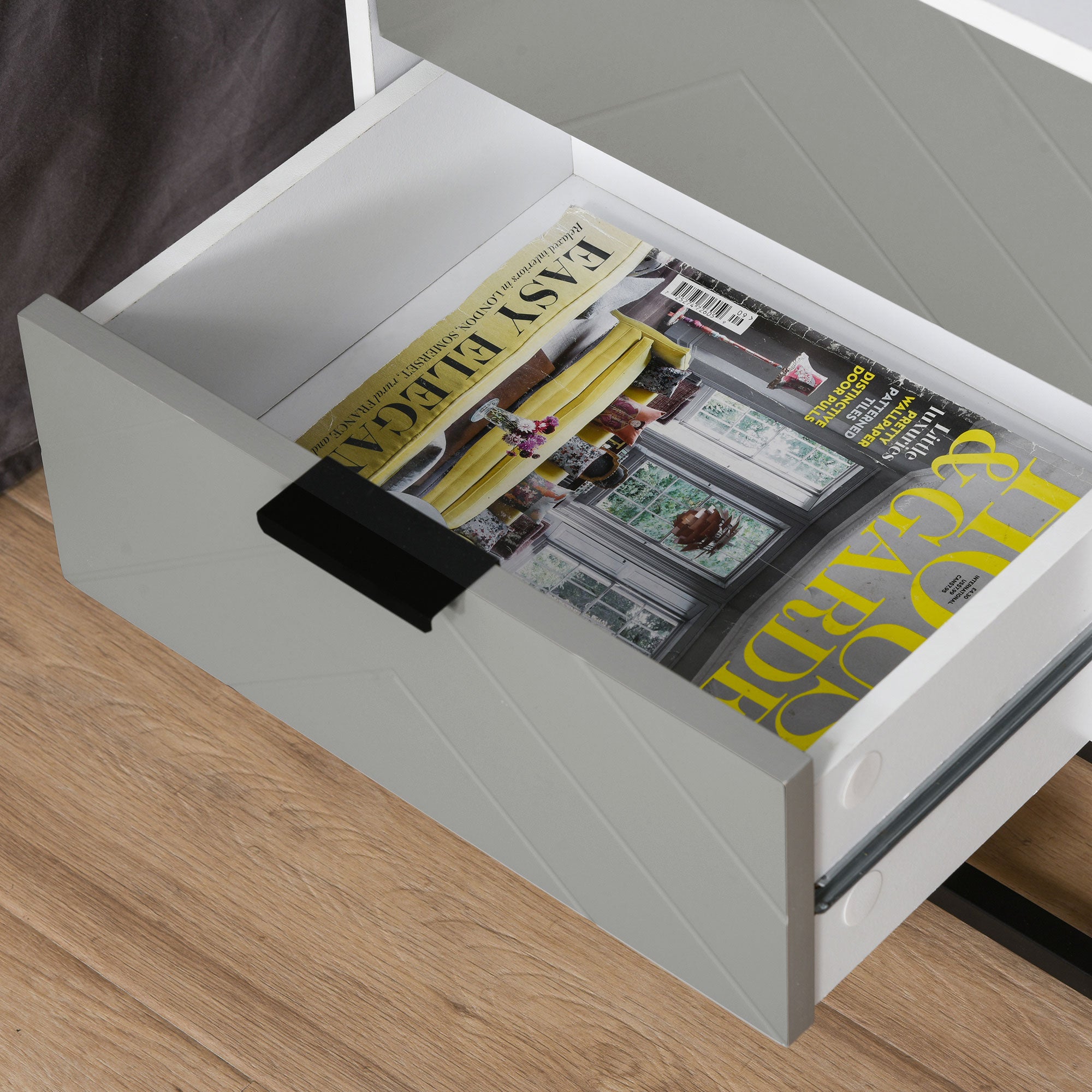 Mesa de Cabeceira com 2 Gavetas 39,5x40x48 cm - Branco e Cinza