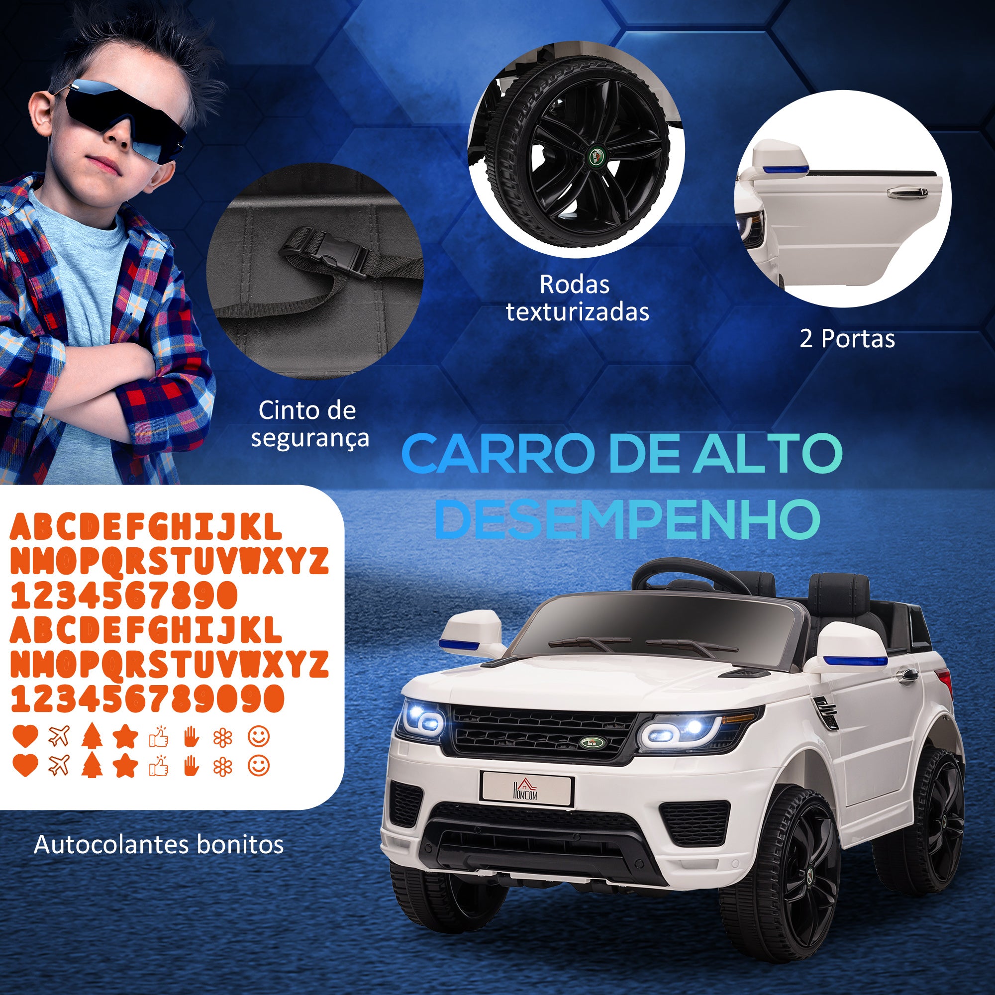 Carro Elétrico SUV para Crianças Branco 110x68x52 cm