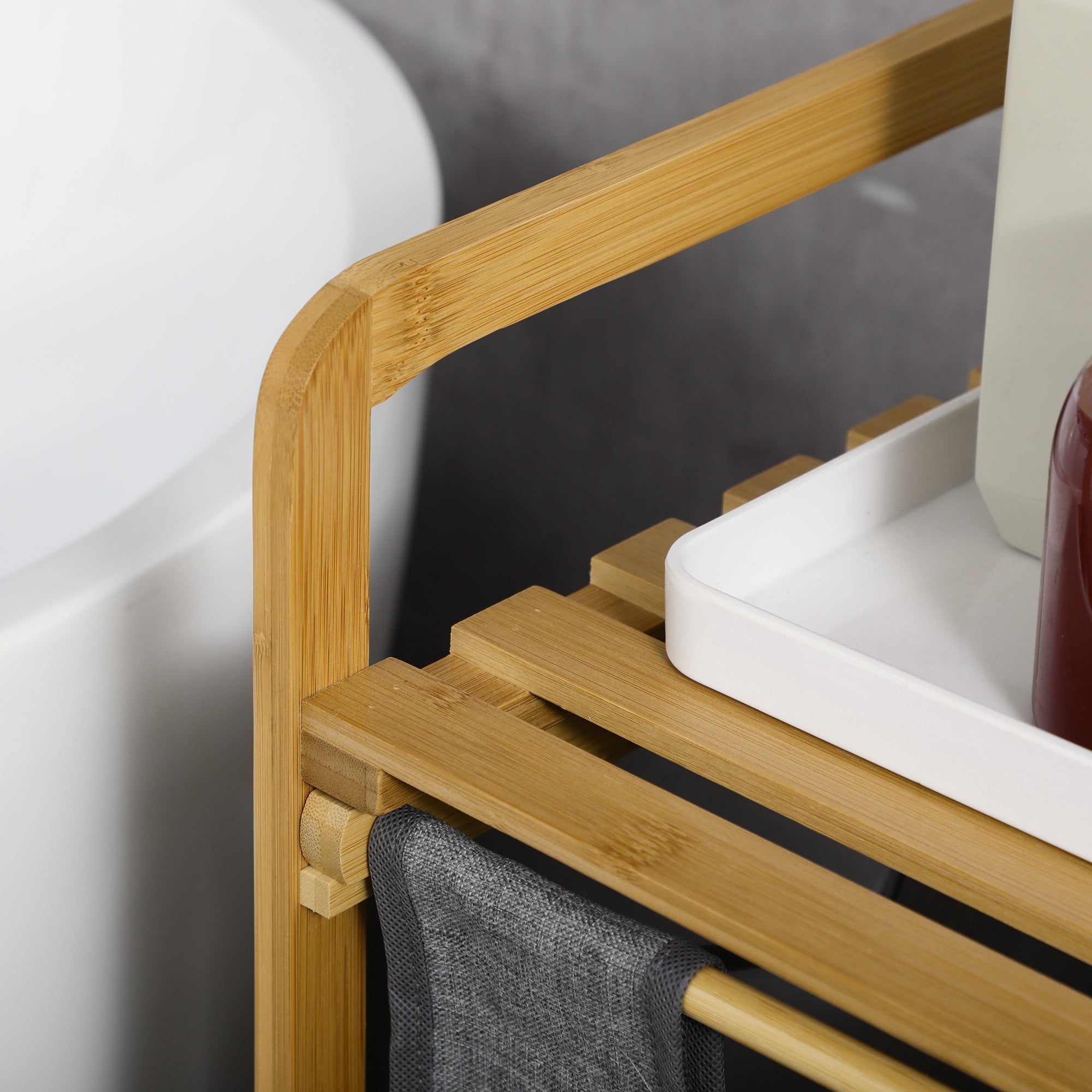 Cesto de Roupa – 63,5x33x73 cm – Cinza – Bambu