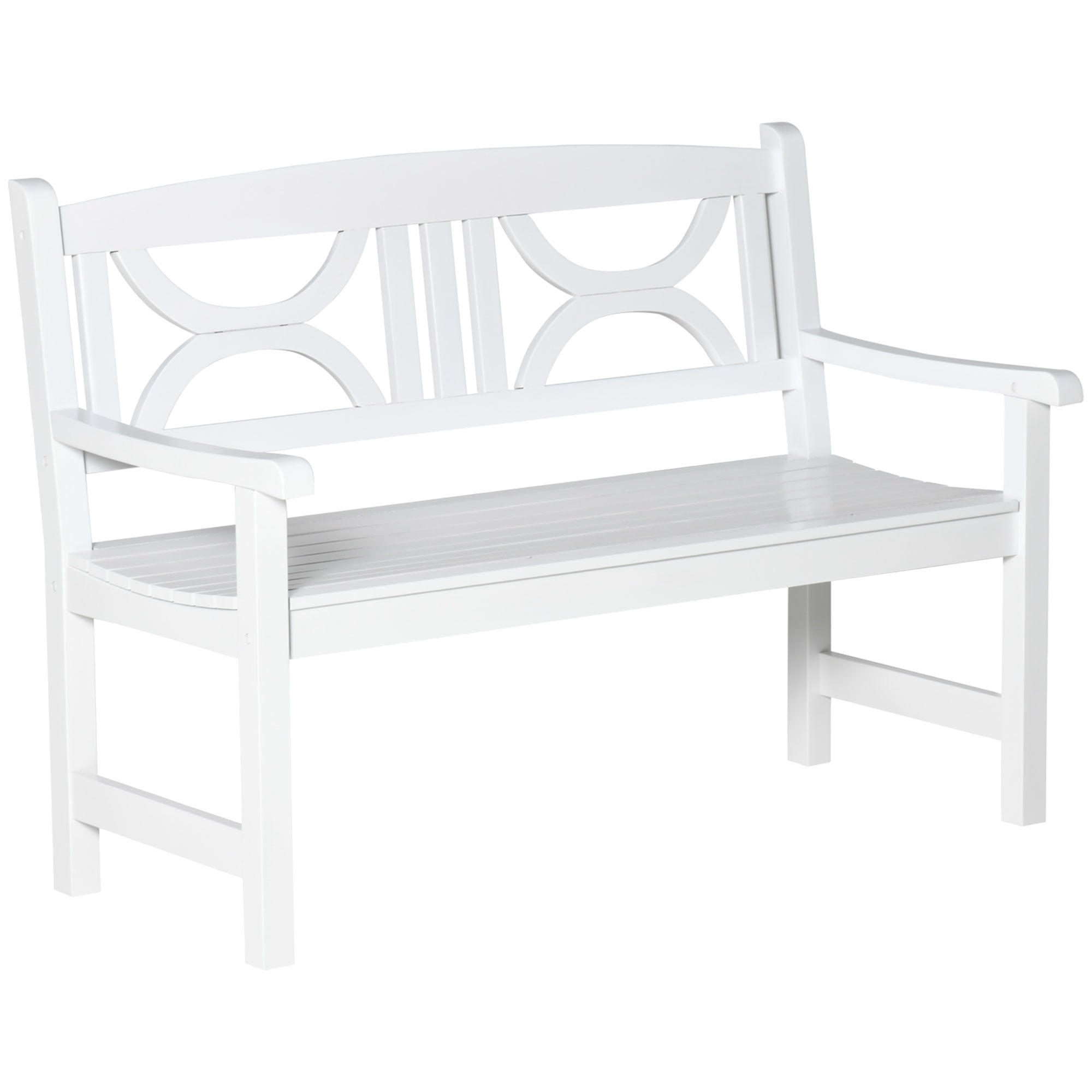 Banco de Madeira Exterior 2 Lugares Branco 123x61x89,5cm - Elegância e Conforto para o seu Espaço Exterior