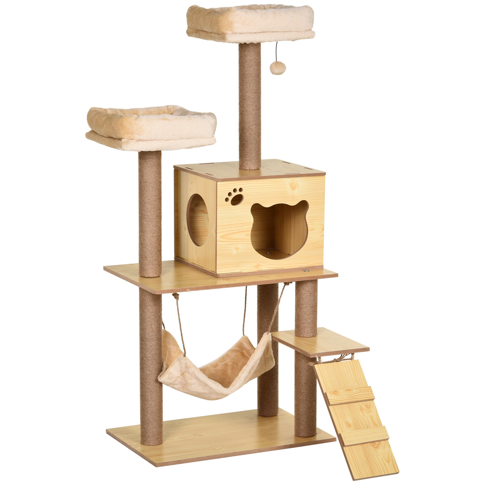 Arranhador para Gatos Altura 130 cm - Madeira, Bege e Marrom