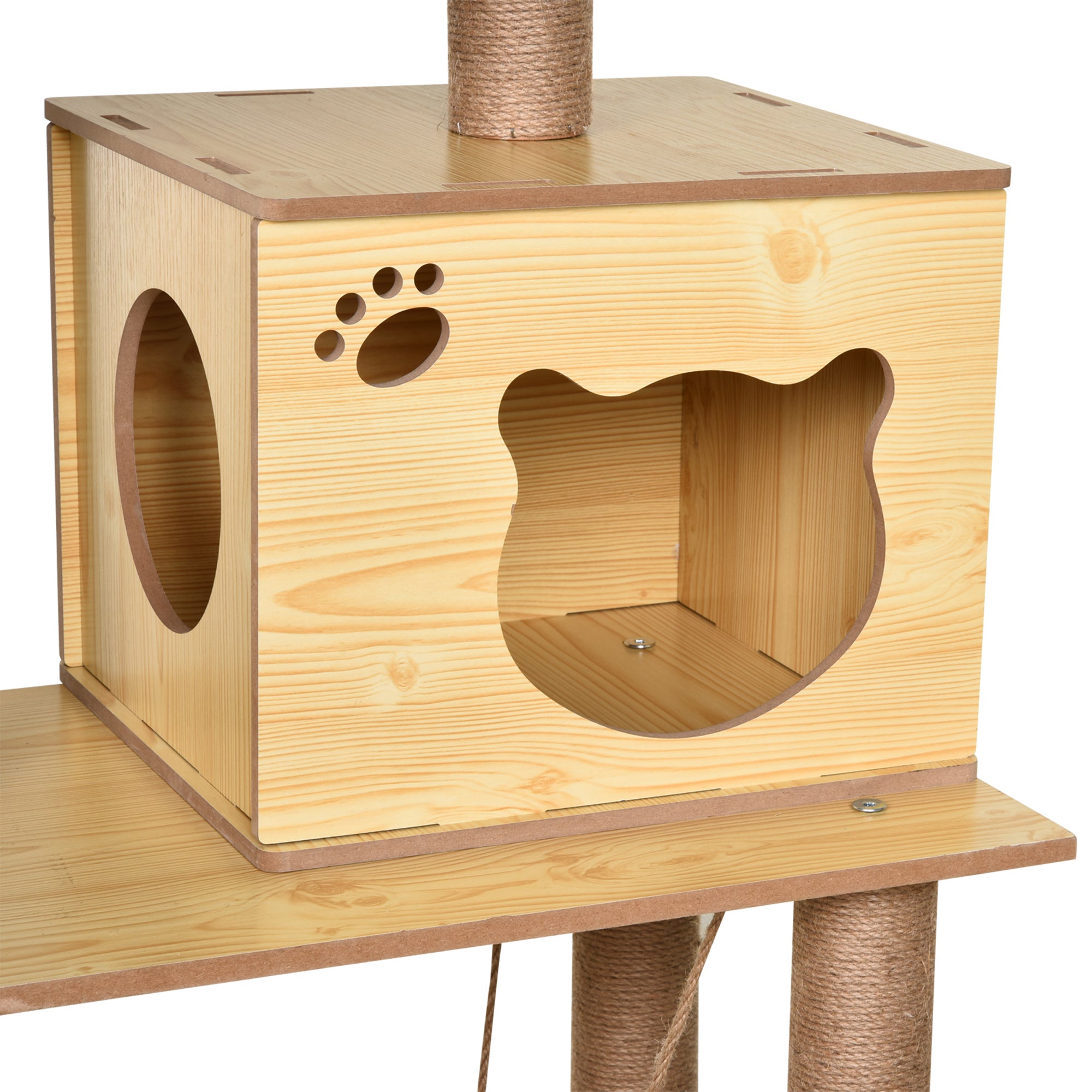 Arranhador para Gatos Altura 130 cm - Madeira, Bege e Marrom