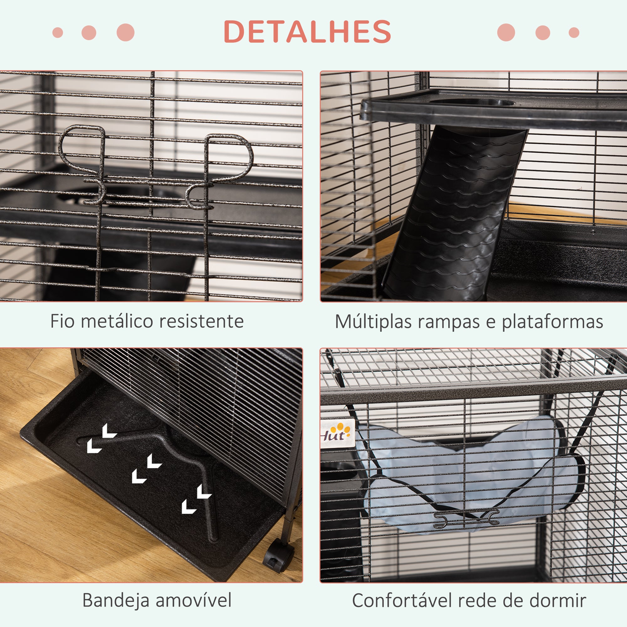 Gaiola para Roedores 52x52x113,5cm Cinzento