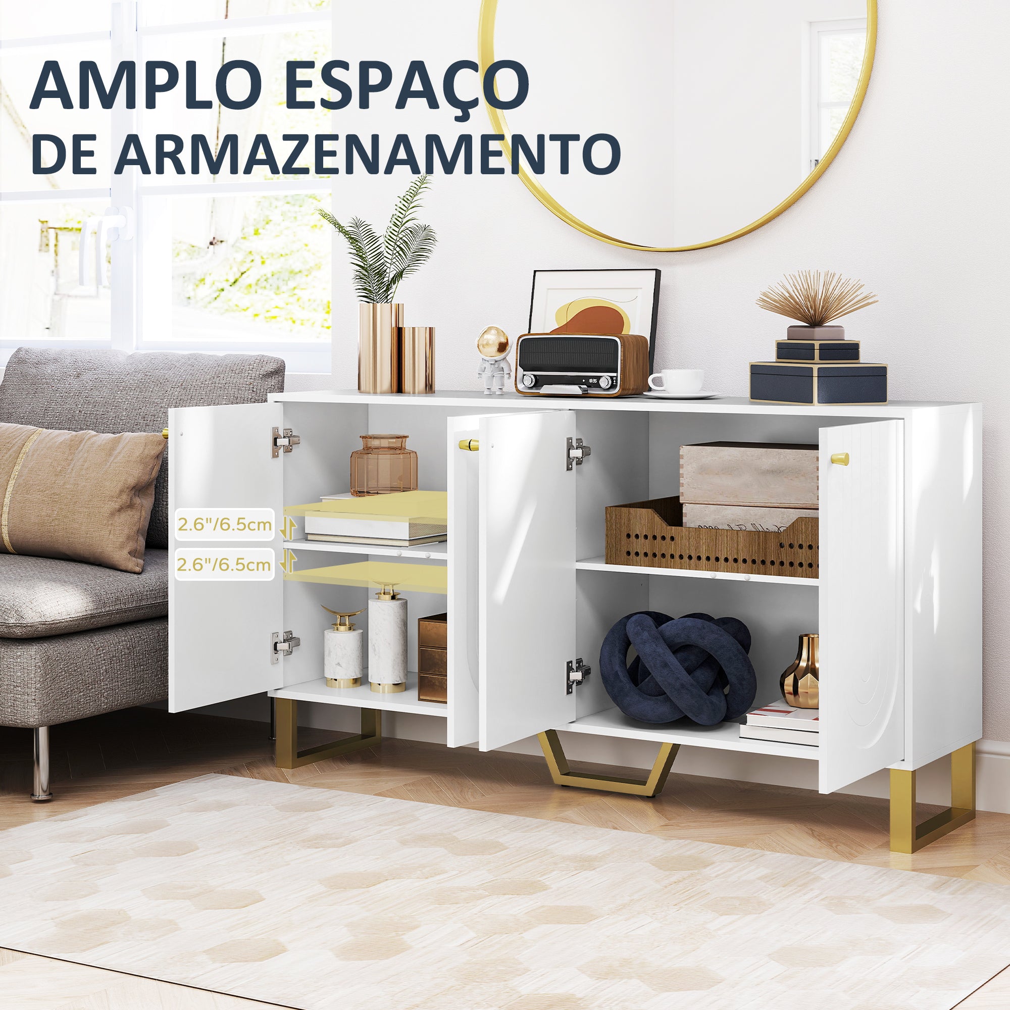 Aparador Moderno Branco 140,8x35x77,5 cm