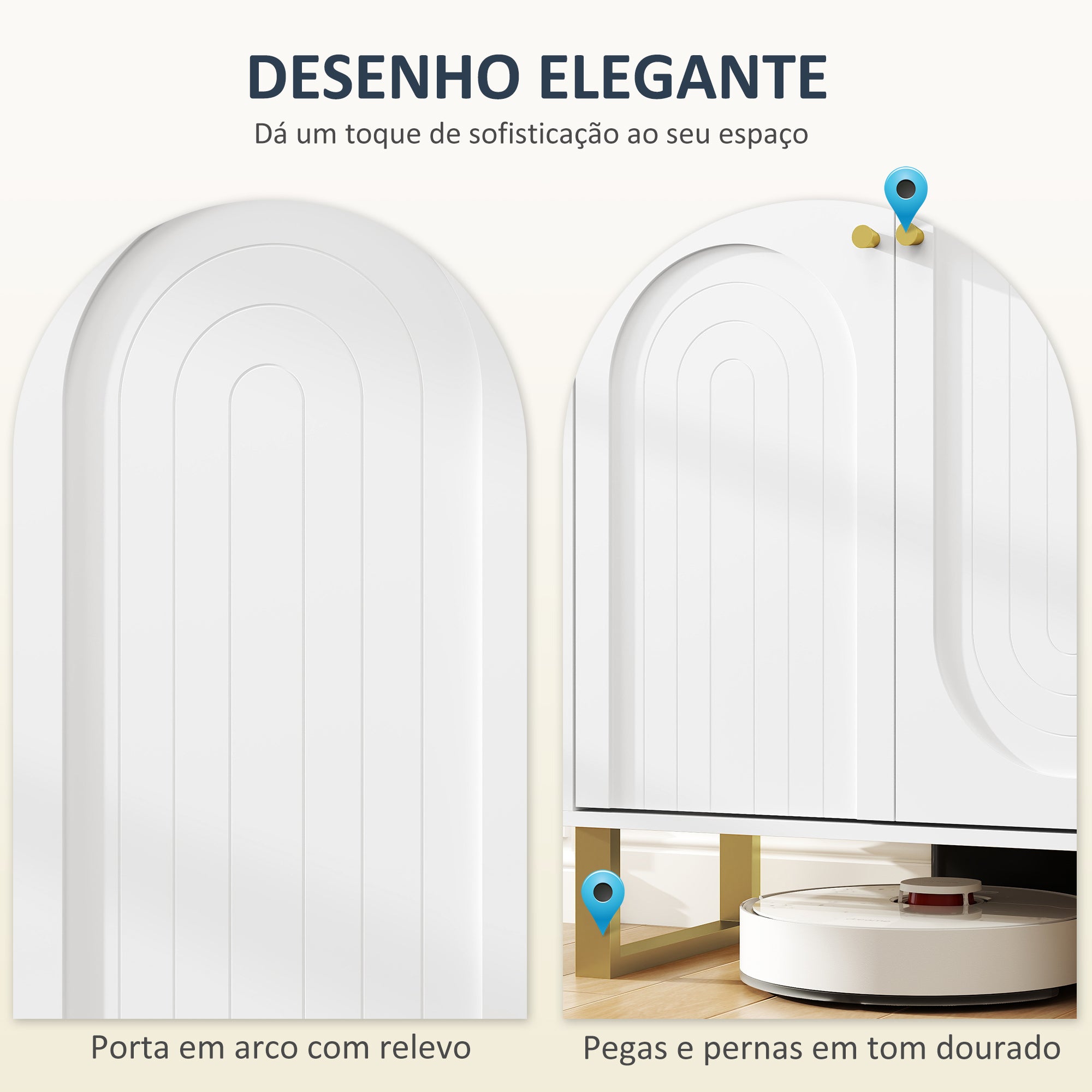Aparador Moderno Branco 140,8x35x77,5 cm
