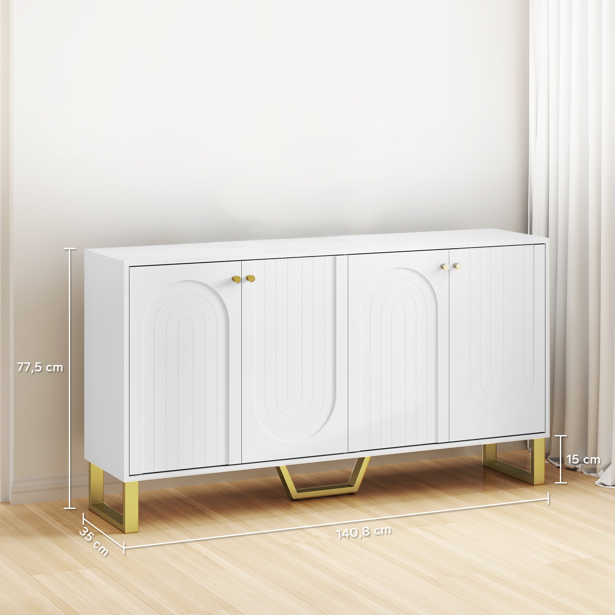 Aparador Moderno Branco 140,8x35x77,5 cm