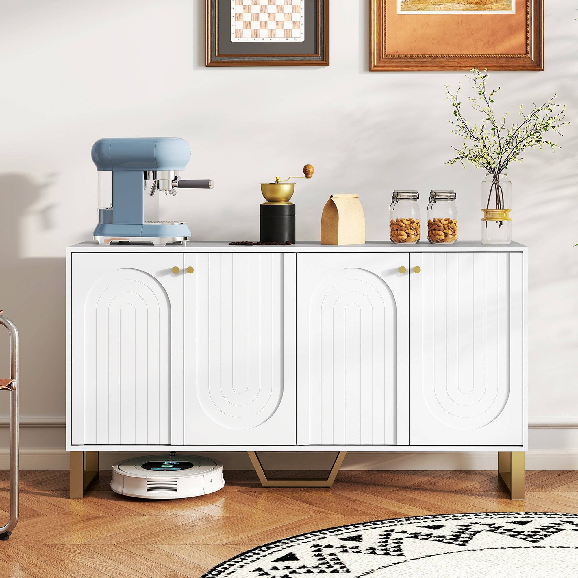 Aparador Moderno Branco 140,8x35x77,5 cm