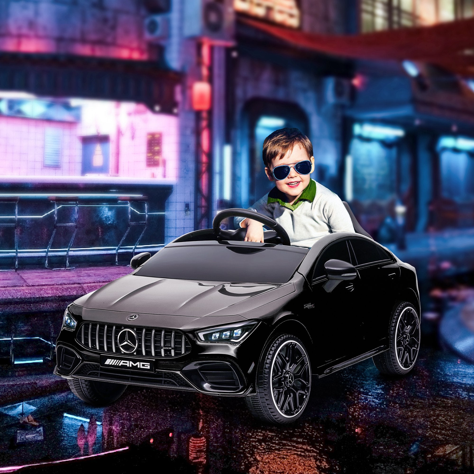 Carro Elétrico Infantil Preto 110x61x45 cm com Licença Mercedes AMG CLA 45