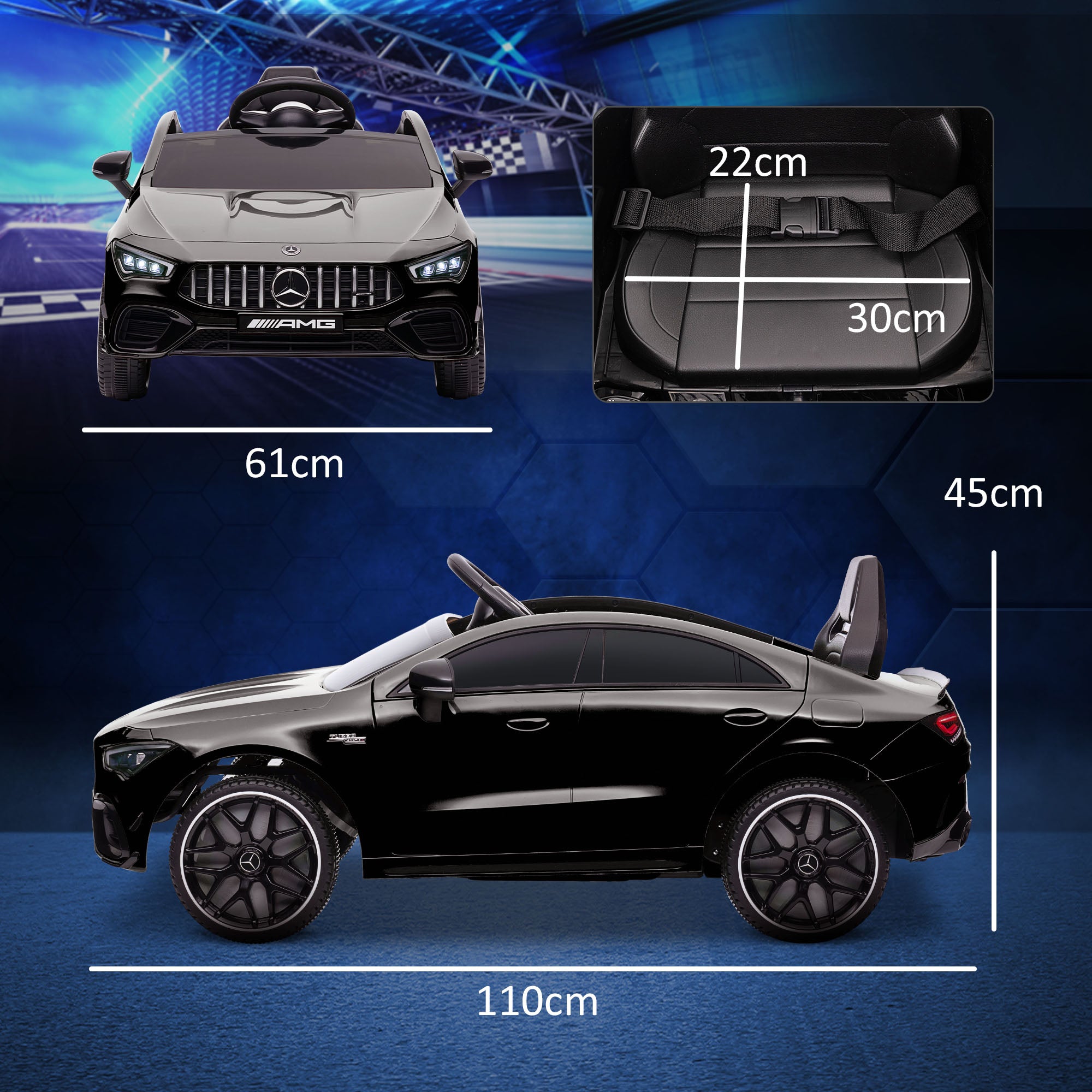 Carro Elétrico Infantil Preto 110x61x45 cm com Licença Mercedes AMG CLA 45