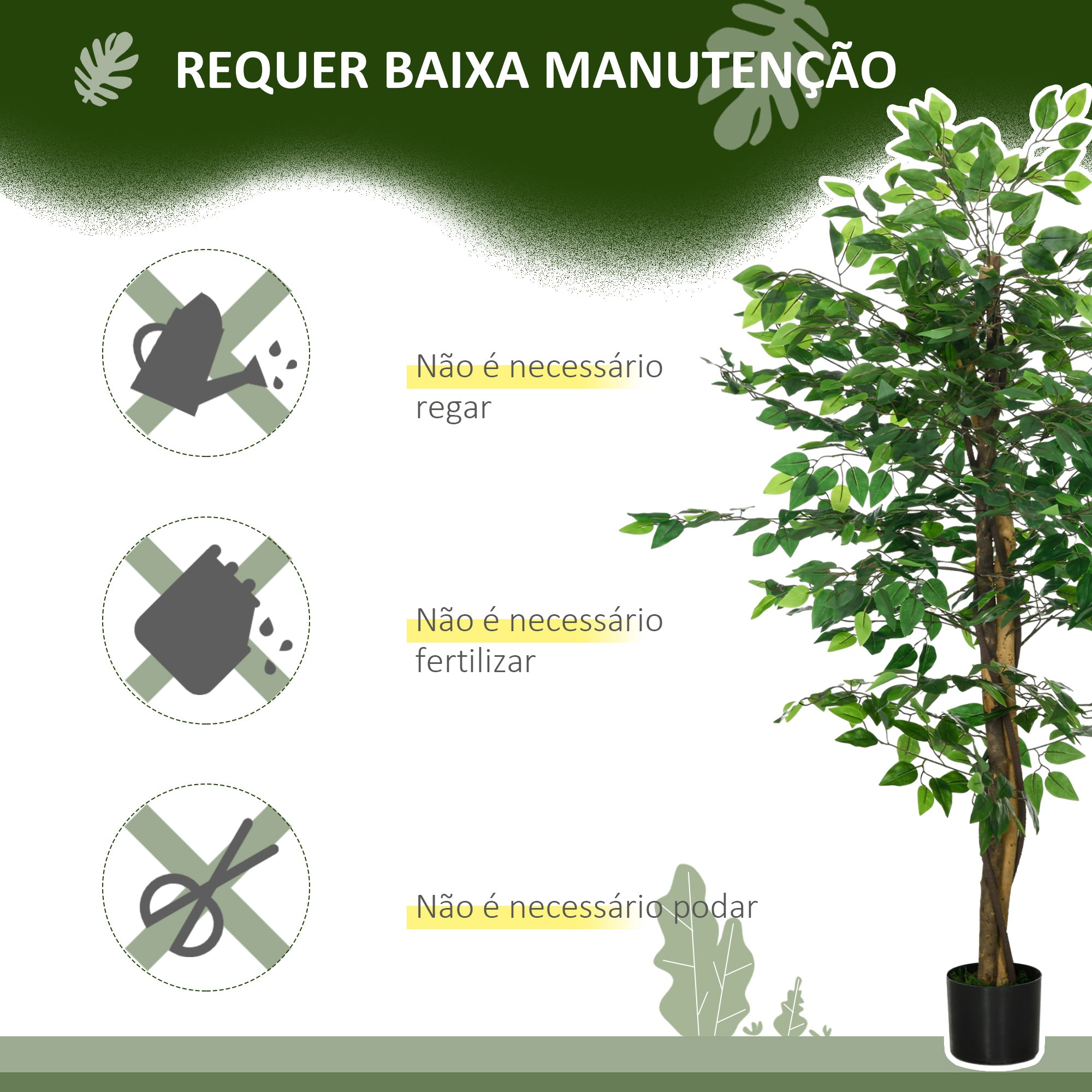 Planta Artificial Figueira – 15x15x150 cm – Verde – Plástico