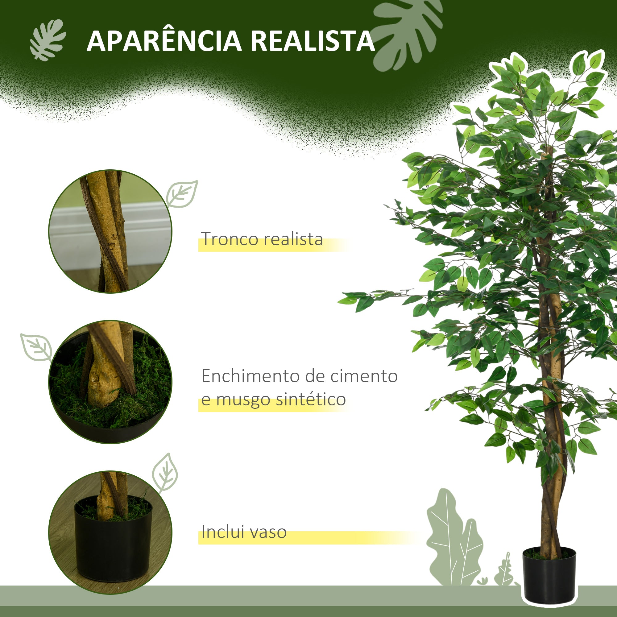 Planta Artificial Figueira – 15x15x150 cm – Verde – Plástico