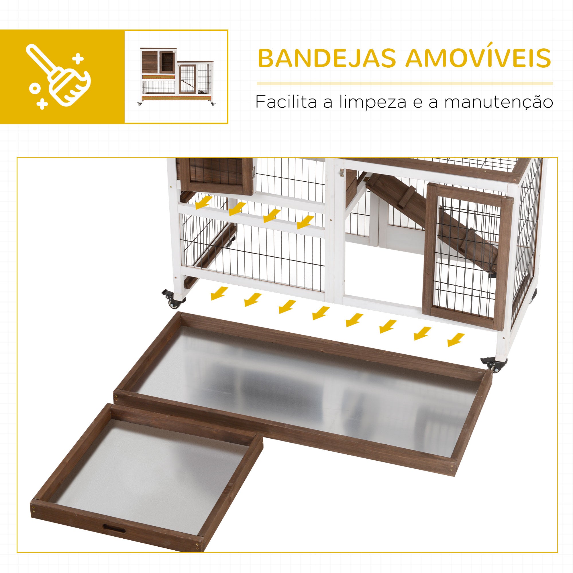Gaiola para Animais Pequenos 110x50x86cm - Marrom